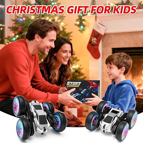 Miniatura 2 de Auto a control remoto, juguetes de autos RC para niños de 6 a 12 años, auto de acrobacias 4WD con luces y rotación de 360, carga USB-C de 2.4 GHz