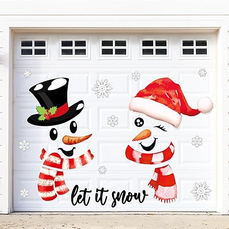28PCS Christmas Garage Door Decorations Magnets - Snowman Snowflake Xmas Holiday Refrigerator Fridge Kitchen Decor
