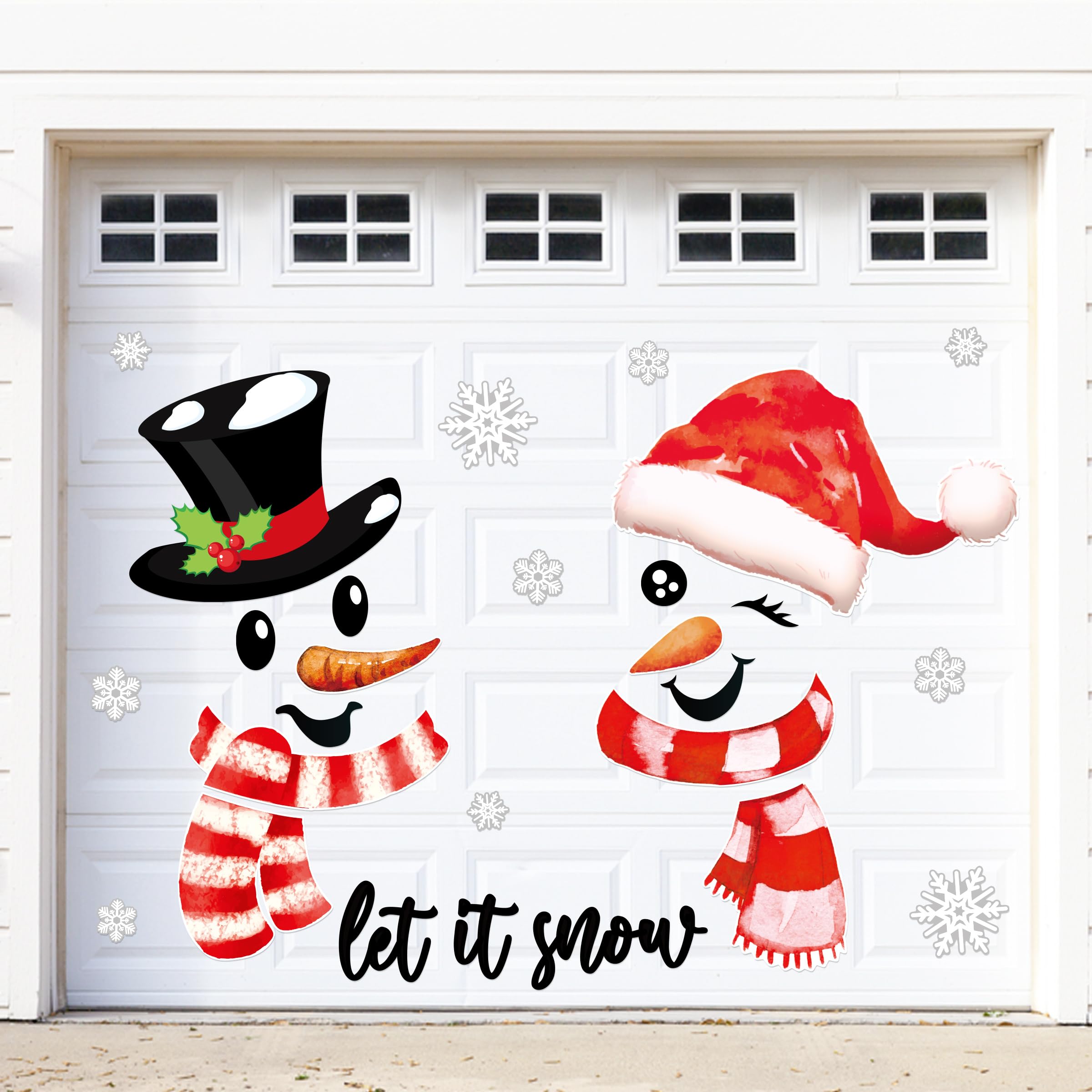90shine Christmas Garage Door Decorations Magnets, Snowmen Snowflakes