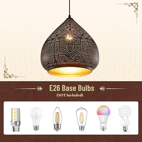 Miniatura 4 de Lámpara colgante vintage negra para casa de campo, luces colgantes de metal de hierro, lámpara colgante de techo retro para isla de cocina, diseño