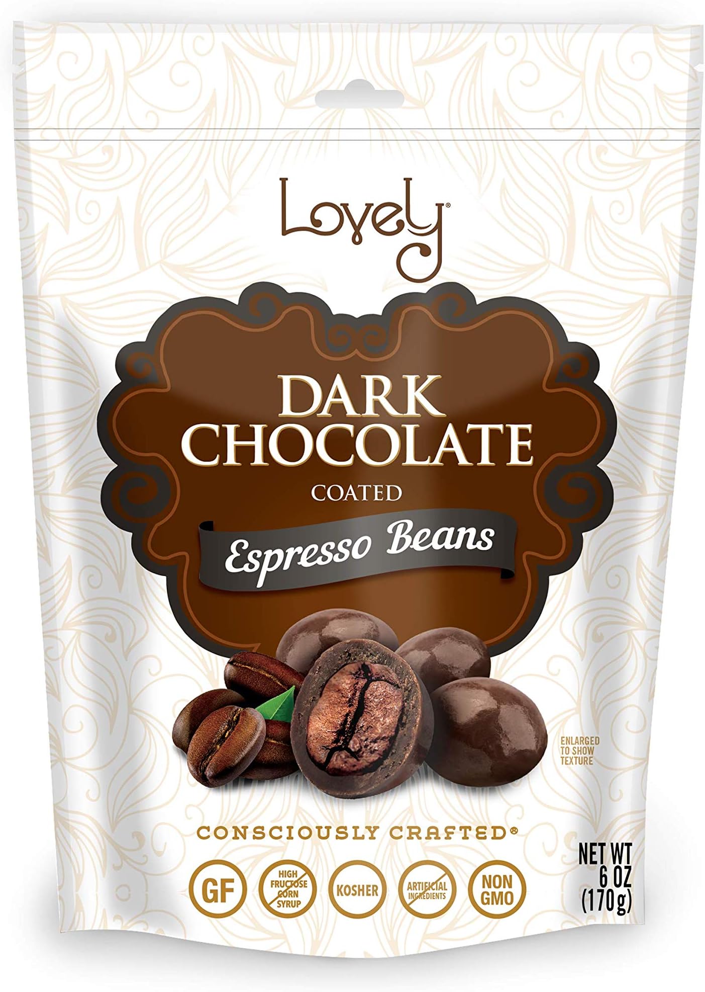 Dark Chocolate Coated Almonds & Espresso Beans - Lovely Candy Co. 6oz Bag (Coated Espresso Beans)