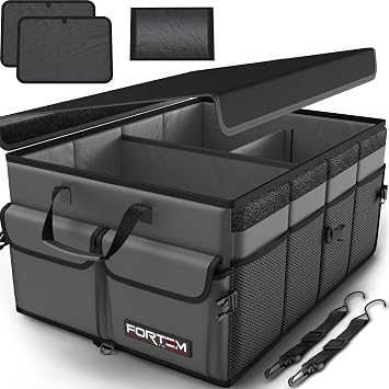 FORTEM Trunk Organizer For SUV Car Trunk Organizer, Foldable Storage, Car Accessories for Women Men, Collapsible Bag, 600D Oxford, Non Slip Bottom, Straps, Soft Cover 50L