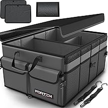 FORTEM Car Trunk Organizer, Foldable SUV Storage Box with Multiple Compartments, Car Accessories for Women and Men, 600D Oxford Fabric, Non-Slip Base, Fastening Straps, Soft Lid (50L)
