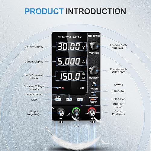 Miniatura 14 de NICE-POWER Fuente de alimentación de CC variable 30V 10A, codificador de 300 W ajustable 6 V 12 V 24 V LiFePO4 LiFePO4 LiFePO4 Cargador de batería