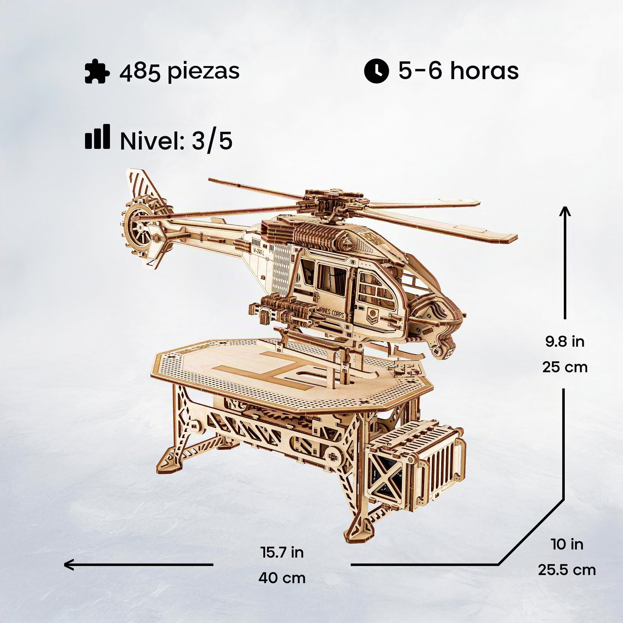 Wood Trick Thunder Chopper Puzzle 3D de Madera para Adultos para Construir
