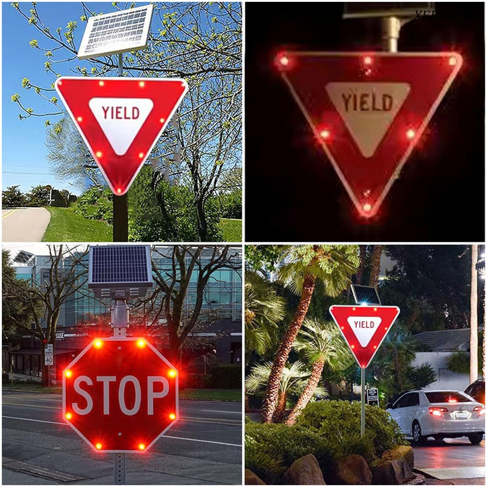 Señal solar de rendimiento de tráfico, señal de advertencia LED de alta intensidad de 28 pulgadas, funciona con energía solar, reflectante de grado de ingeniero, aluminio resistente para una mayor