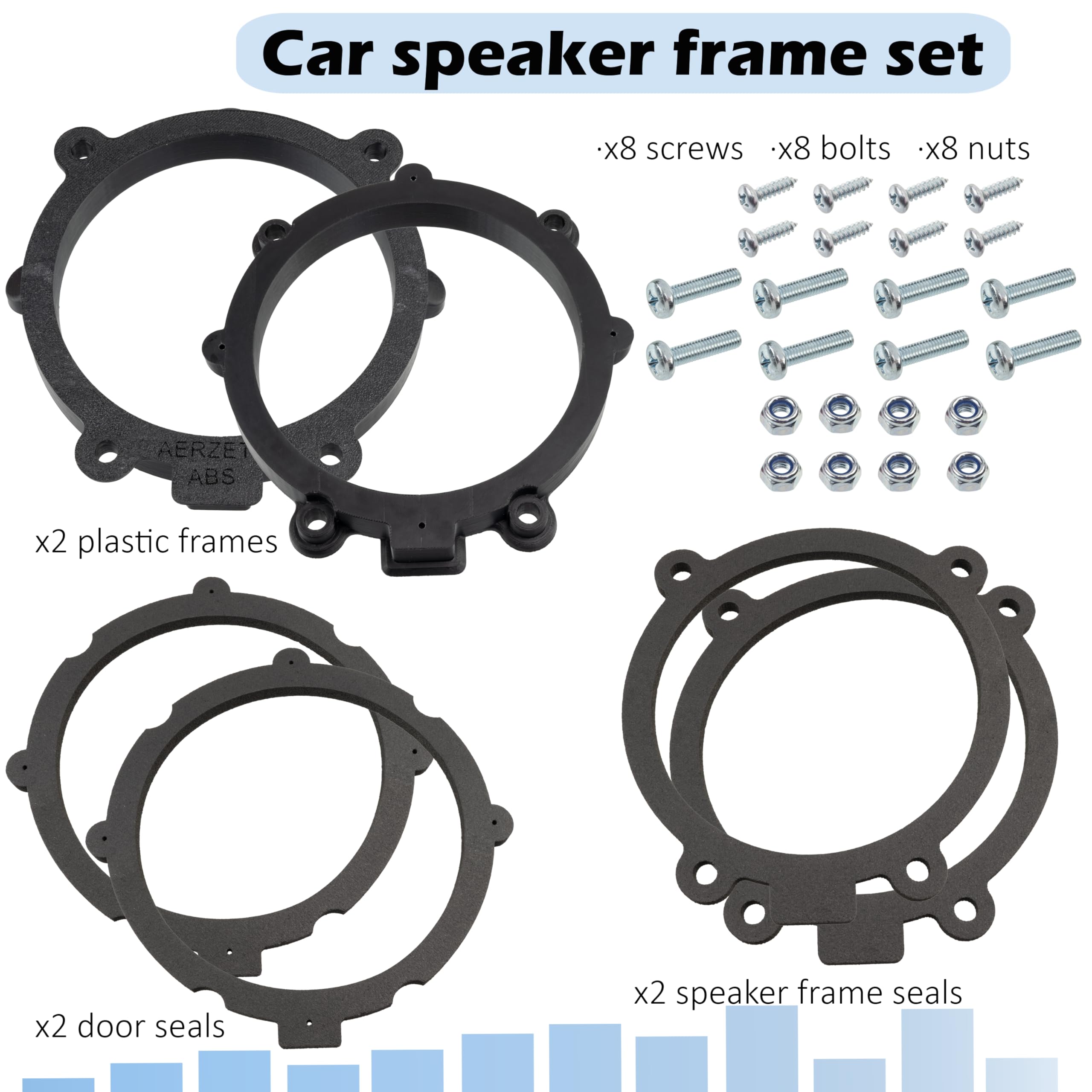 Aerzetix - Kit di 2 adattatori/supporti per altoparlanti Ø130mm per porte anteriori | compatibile con Mercedes Sprinter W906, Vito W639, VW Crafter I