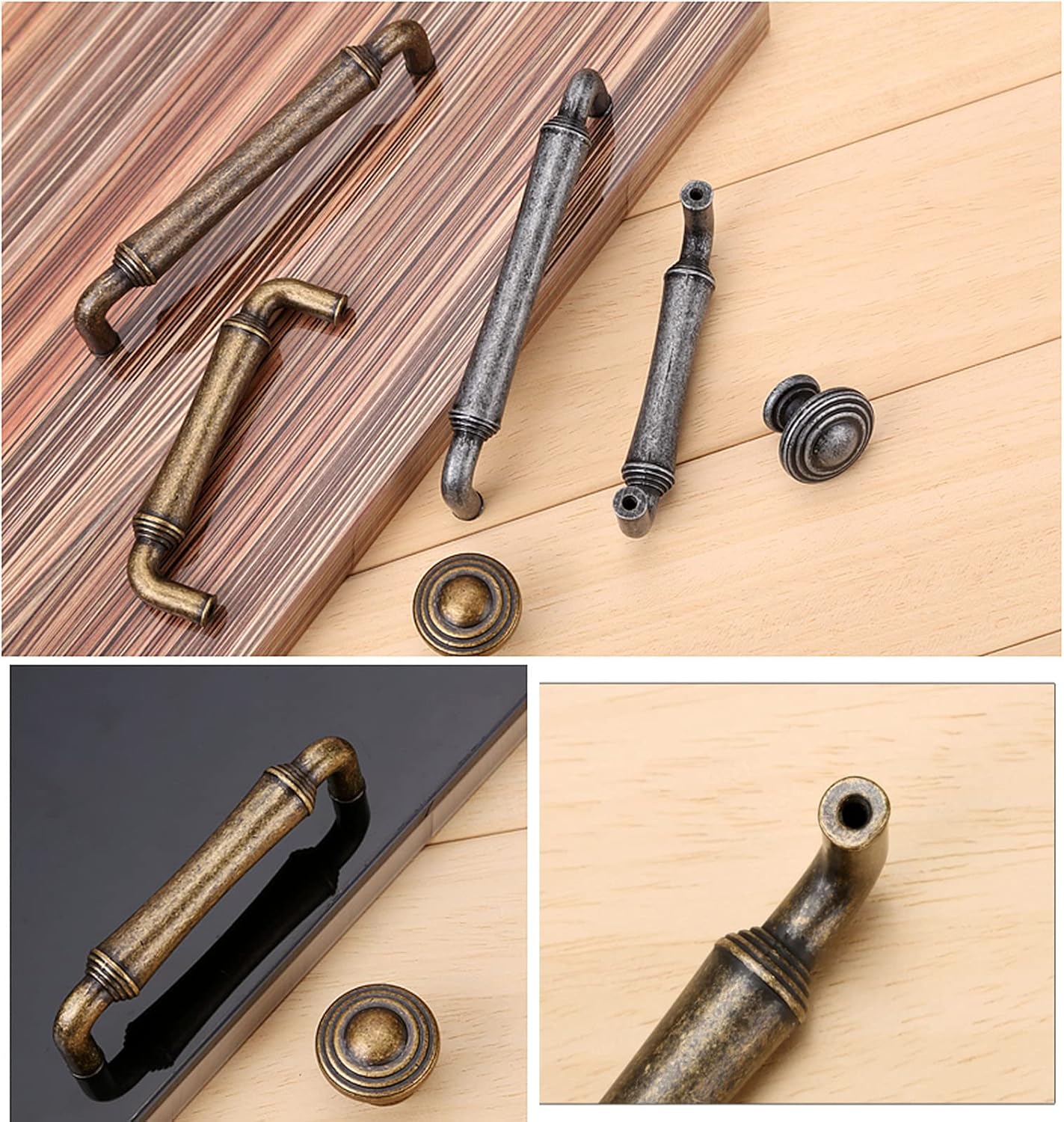 Pull Handle,Vintage Drawer Knobs, Metal Furniture Handles Pull, Cabinet Handles, For Bathroom And Kitchen Cabinet Drawers, With Matching Screws (22mm), Zinc Alloy, Black, Bronze(Color:Yellow Bronze,Si
