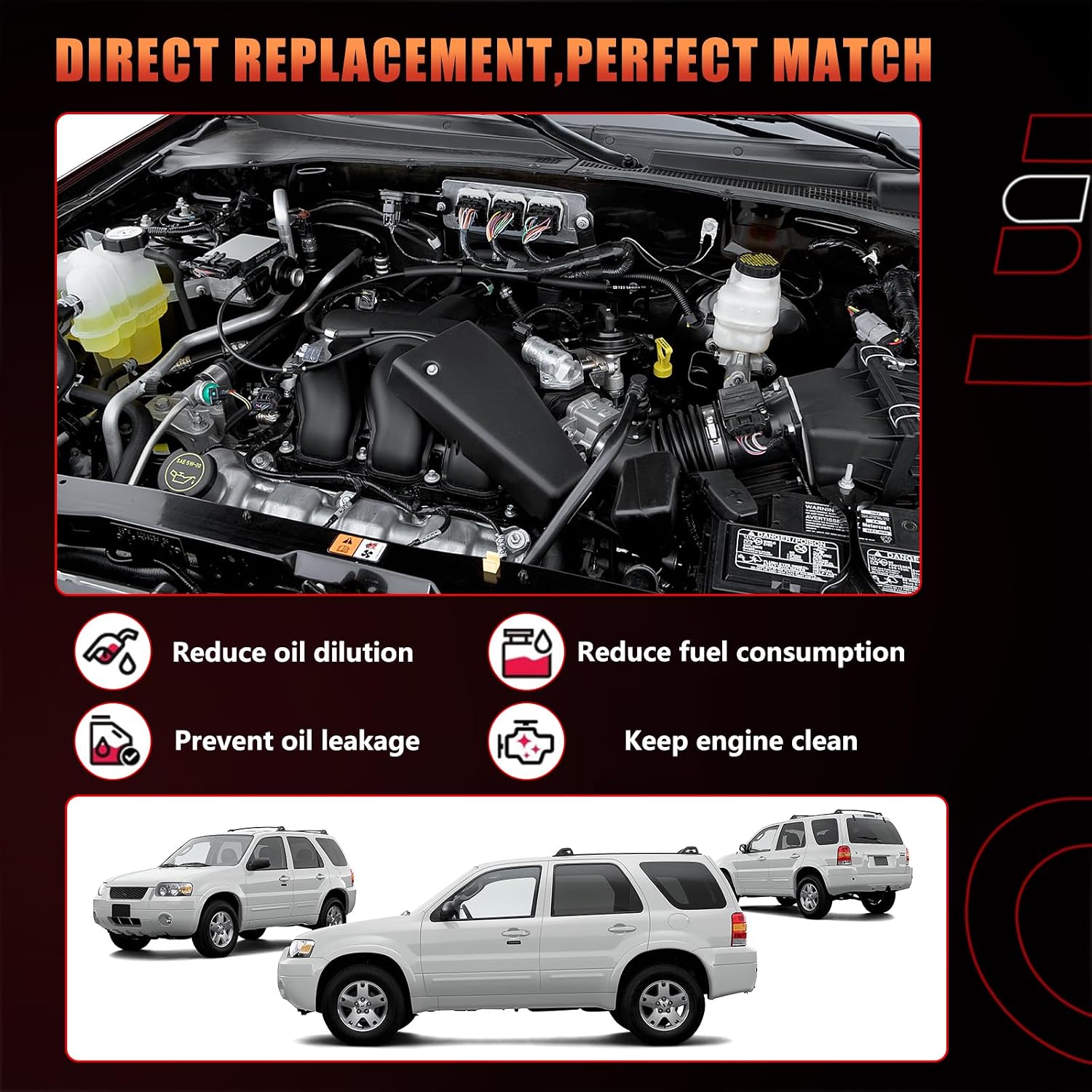 Engine Coolant Expansion Reservoir Tank With Cap, Radiator Overflow Tank Compatible With Ford Mercury Vehicle Escape 2001-2004 2007-2012, Mariner 2007-2011 Replaces# 603-215, YL8Z8100AA, YL8Z8A080AE