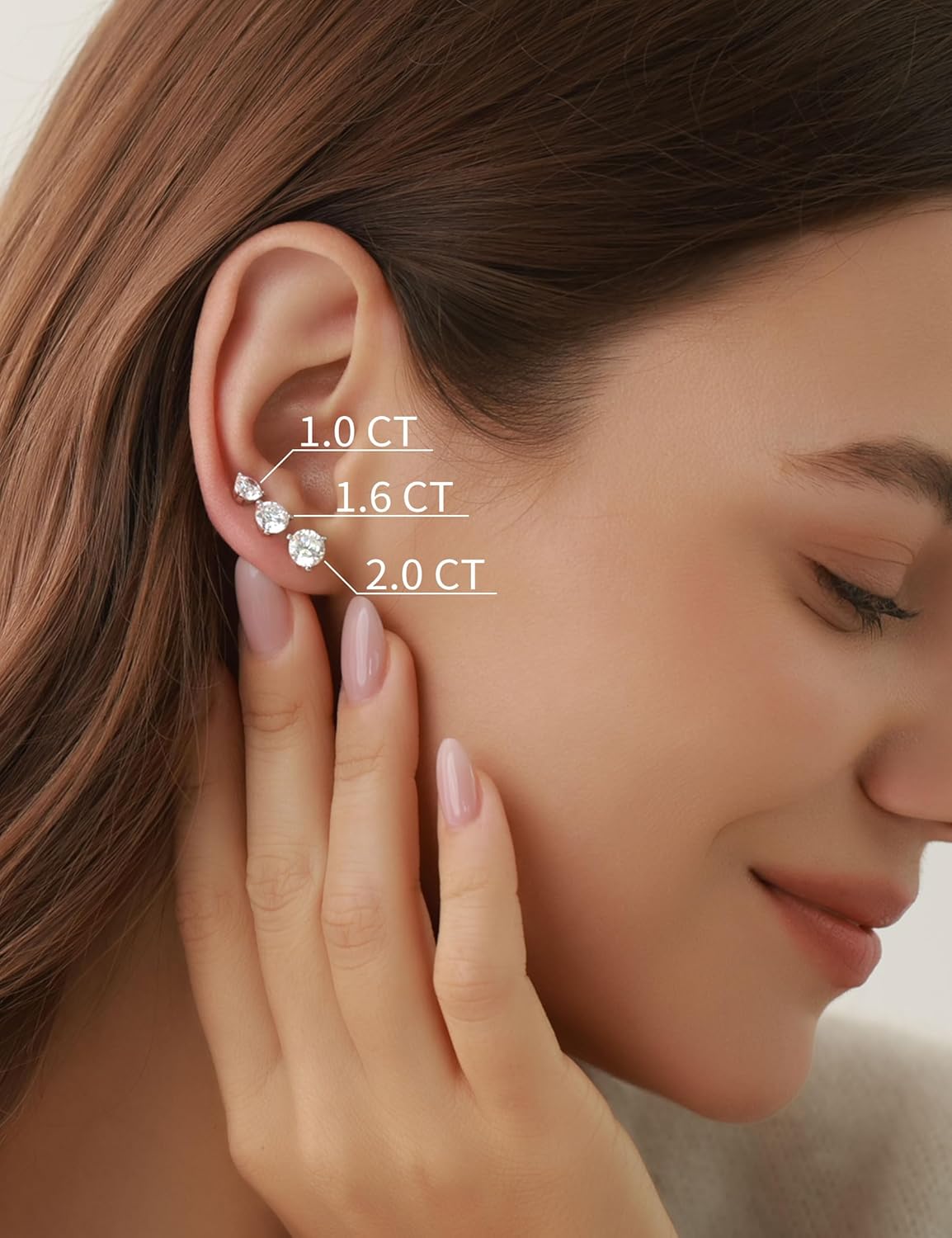 ASHINE Cubic Zirconia Flat Back Stud Earrings for Women, 925 Sterling Silver Screw Back Posts, Cartilage & Helix Piercing Jewelry - Image 2