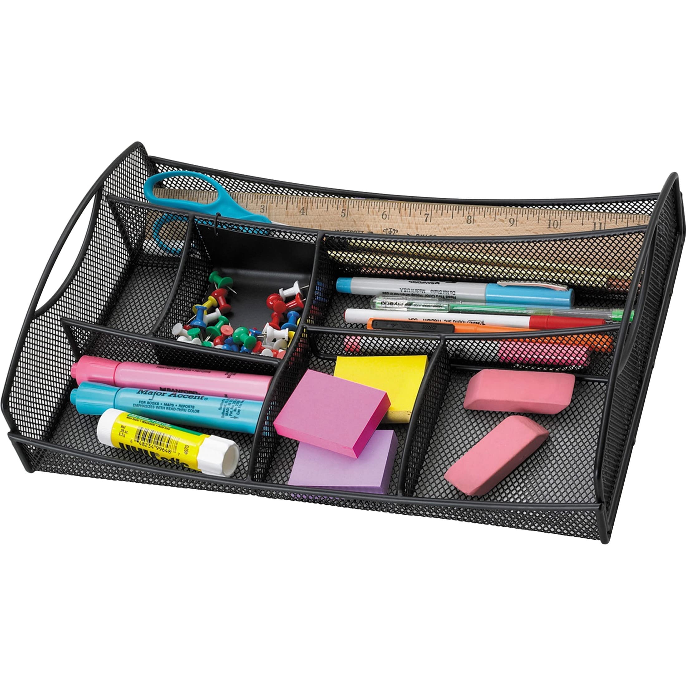 Safco Products 3262BL Onyx Mesh organizer na biurko z szufladą, czarny