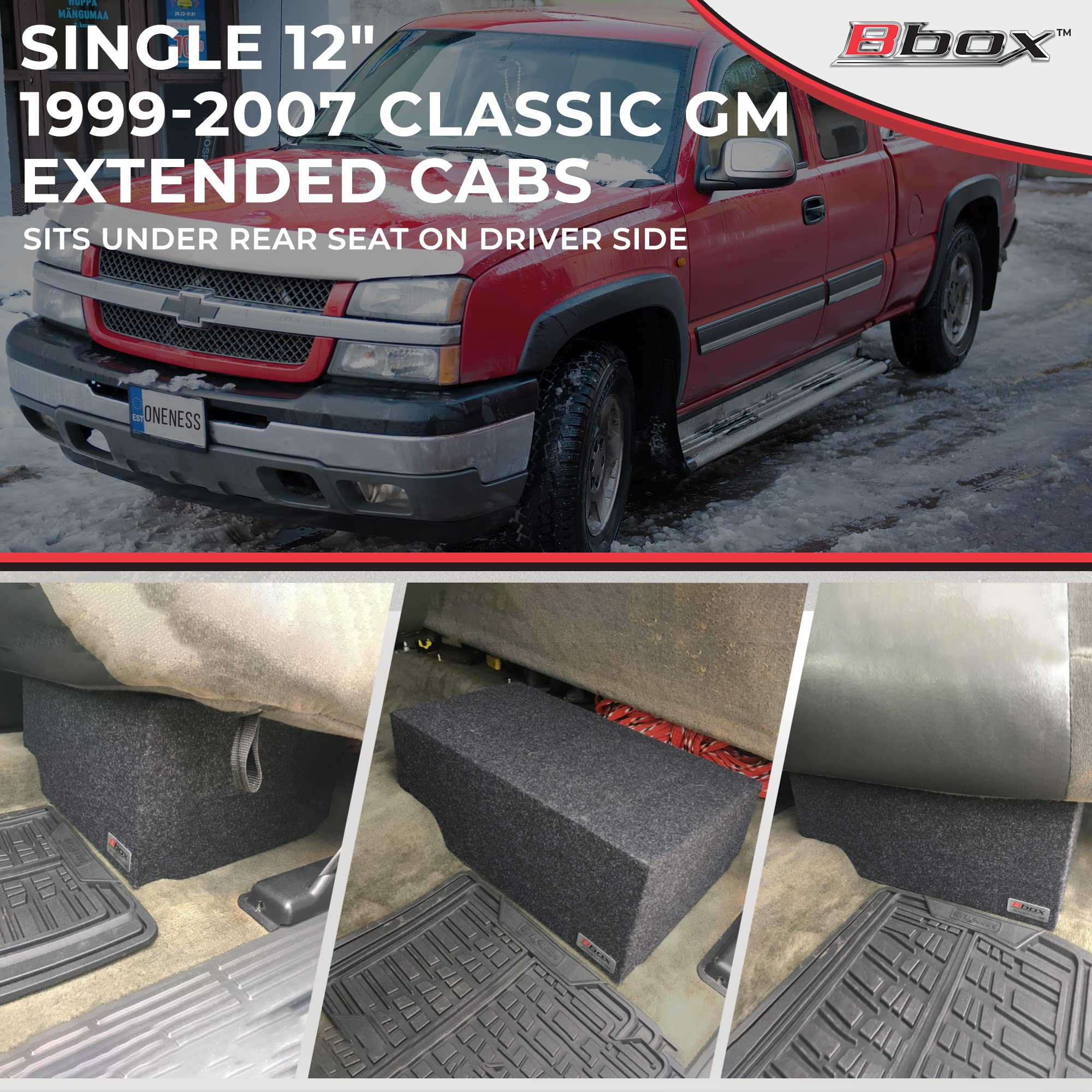 Atrend Bbox Boîtier de Caisson de Basses scellé de 30,5 cm – Boîtes scellées Accu-Tuned – Boîtier de Caisson de Basses améliore la qualité Audio, Le Son et Les Basses – Compatible avec Chevrolet/GMC