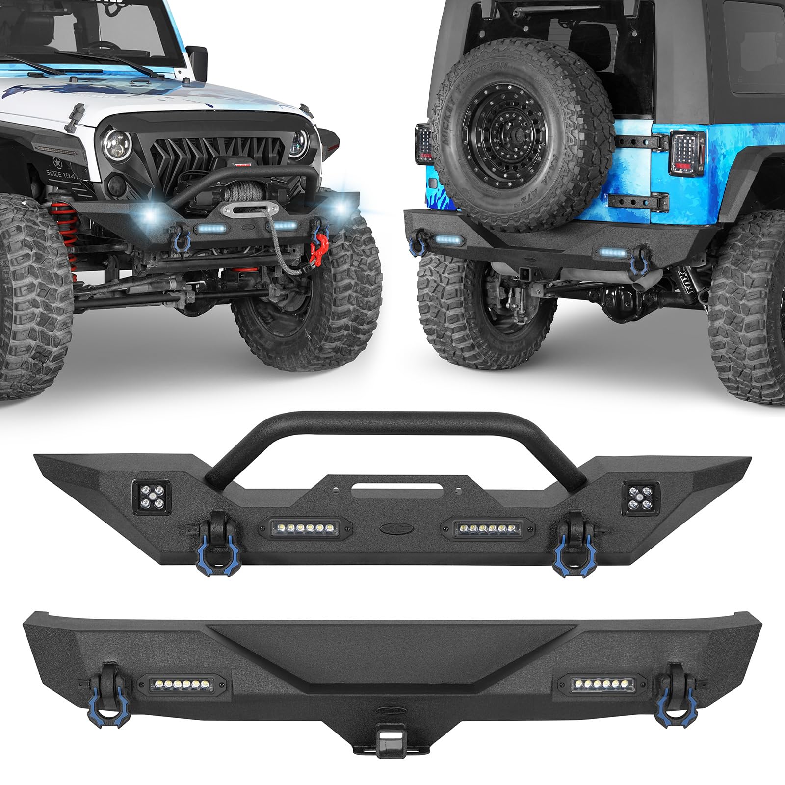 Jeep Wranglerオフロードバンパー Amazon.co.jp: u-Box フロント&リアバンパーセット 2007-2018 ジープ