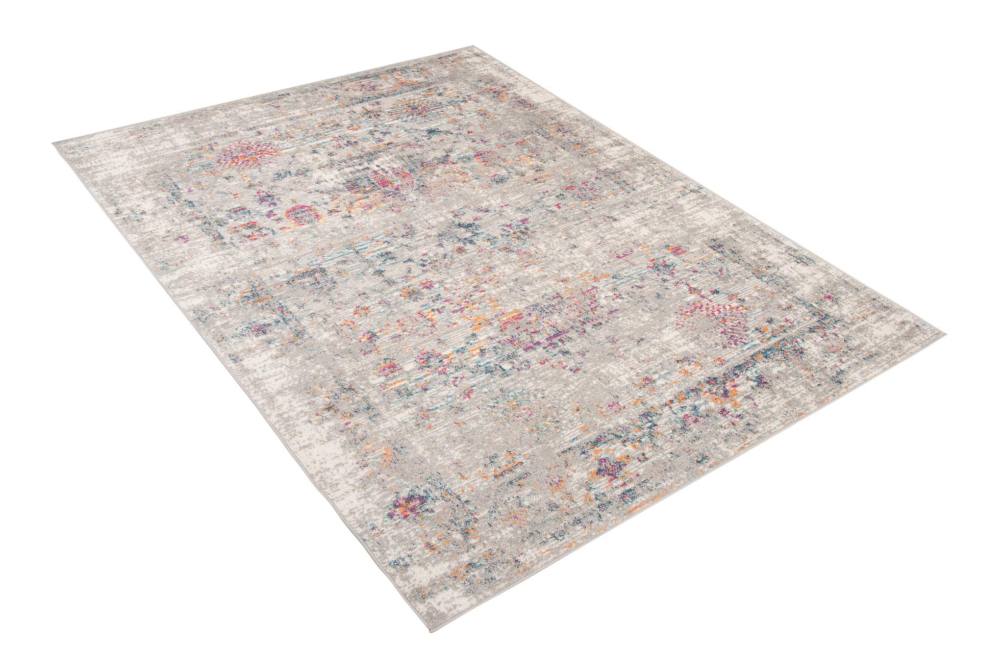 Tapiso Lazur dywan z krótkim włosiem, szary, różowy, niebieski, pomarańczowy, kremowy, klasyczny, orientalny, do salonu, sypialni, Ökotex 200 x 290 cm