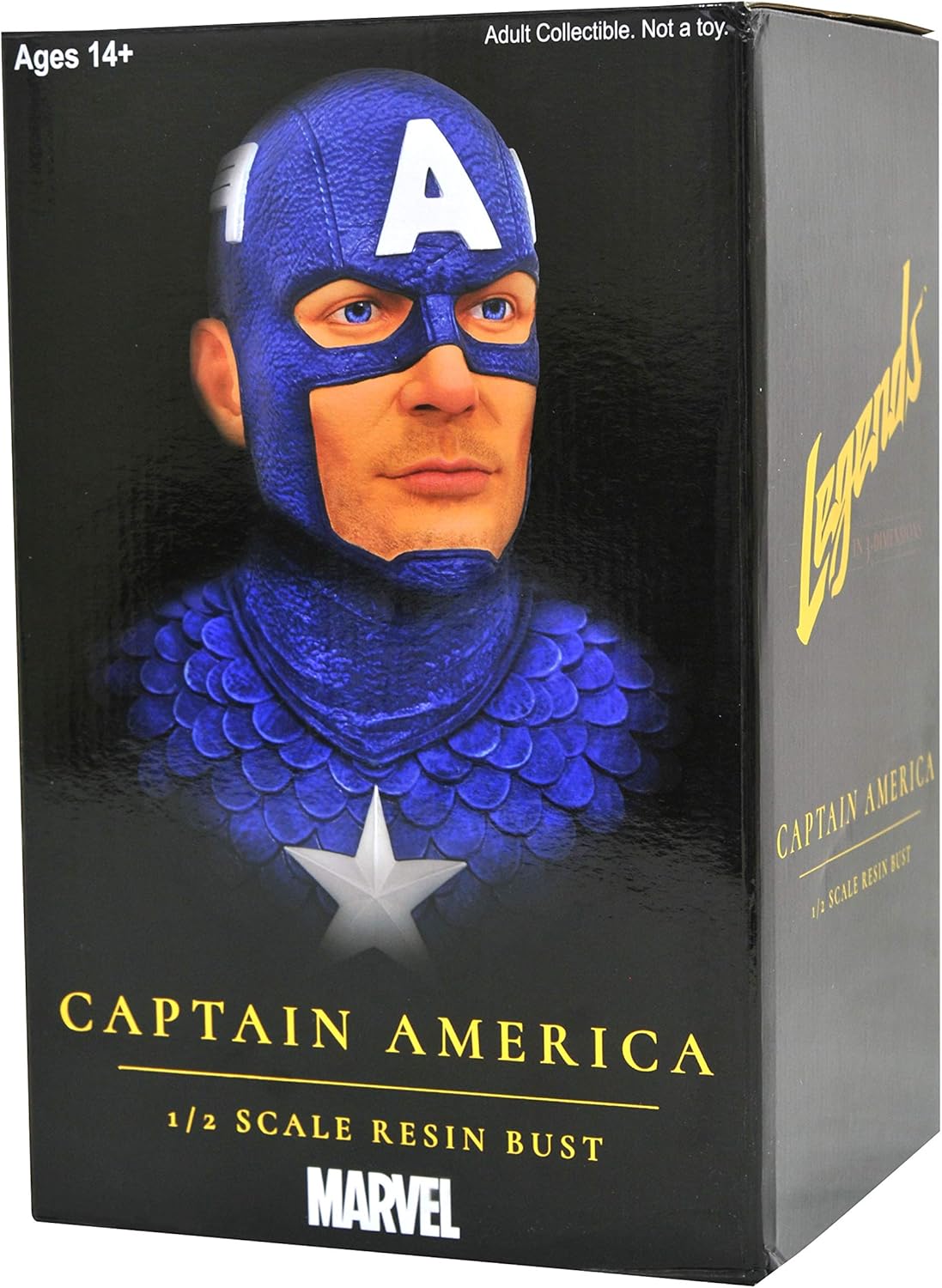 Legends in 3-Dimensions: Marvel Comics Captain America 1: 2 Scale Bust, Multicolor