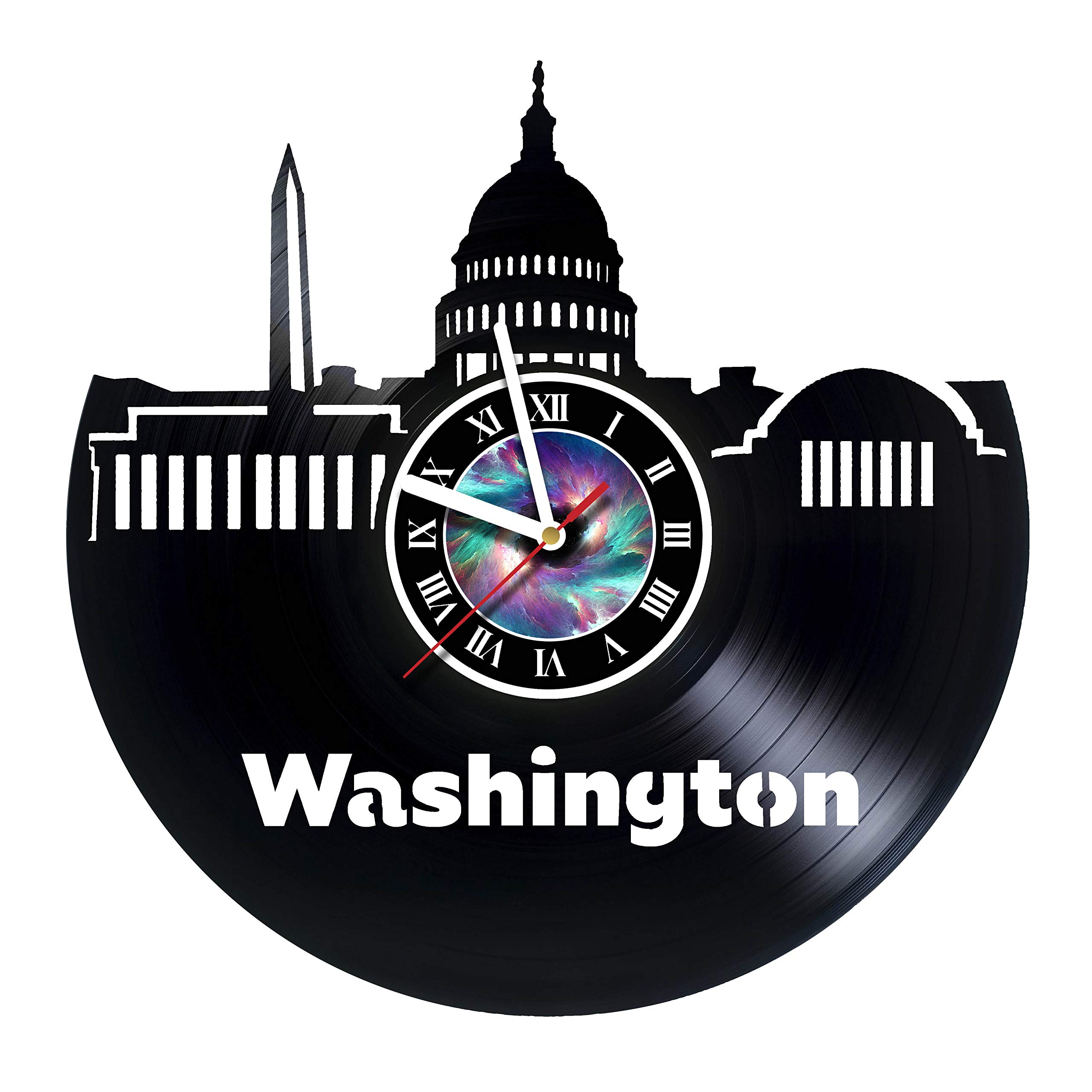 Wall Clock Compatible with Washington CTY - Handmade Vinyl Get Unique Gifts Presents for Birthday, Christmas, Ideas for Boys, Girls, Men, Women, Adults, him and her - Unique Design