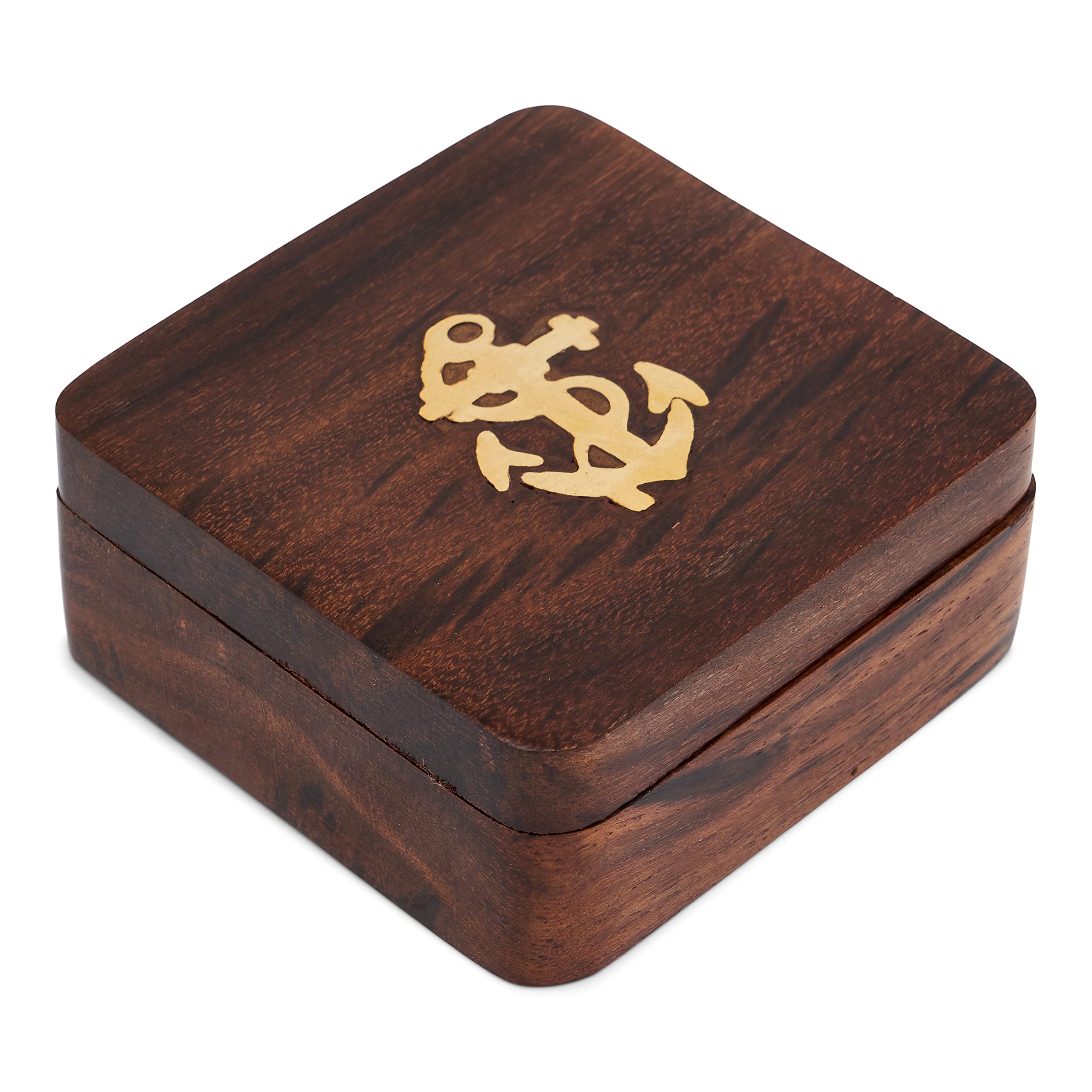 Anker Deco Hout Maritiem Deco Wit Blauw 24,5cmx14,5cm