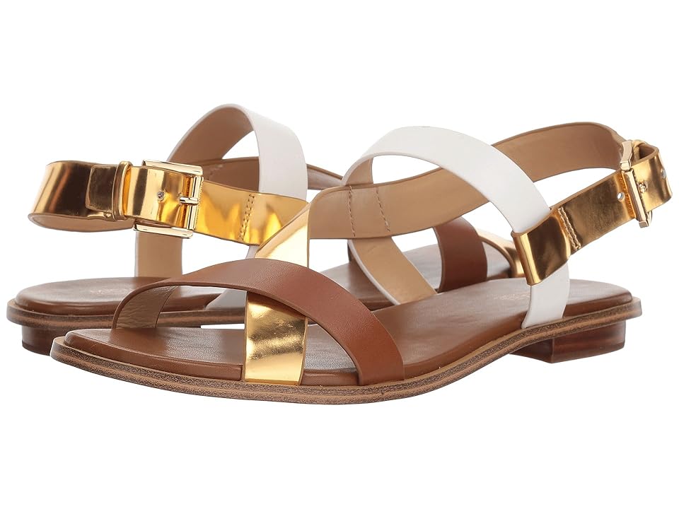 

MICHAEL Michael Kors Mackay Flat Sandal (Luggage/Gold Vachetta/Specchio) Women's Sandals