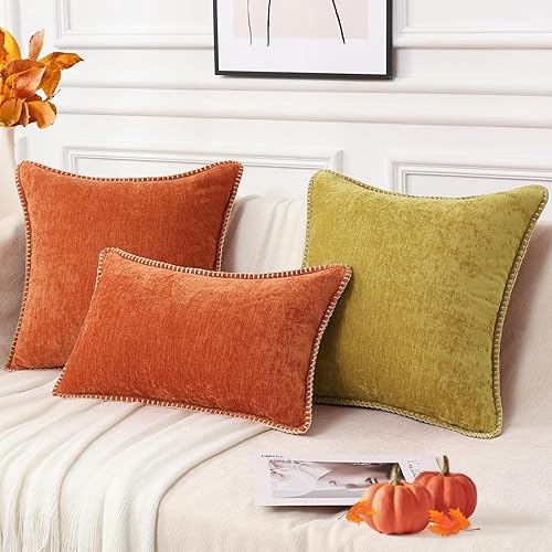 Miniatura 6 de decorUhome Juego de 2 fundas de almohada de felpilla suave de otoño de 16 x 16 pulgadas, fundas de almohada cuadradas decorativas de terciopelo con