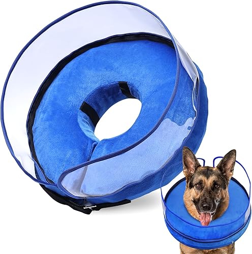 Cono de perro, cono inflable para perro después de la cirugía para perros pequeños, medianos y grandes, conos suaves con escudo protector antilamida