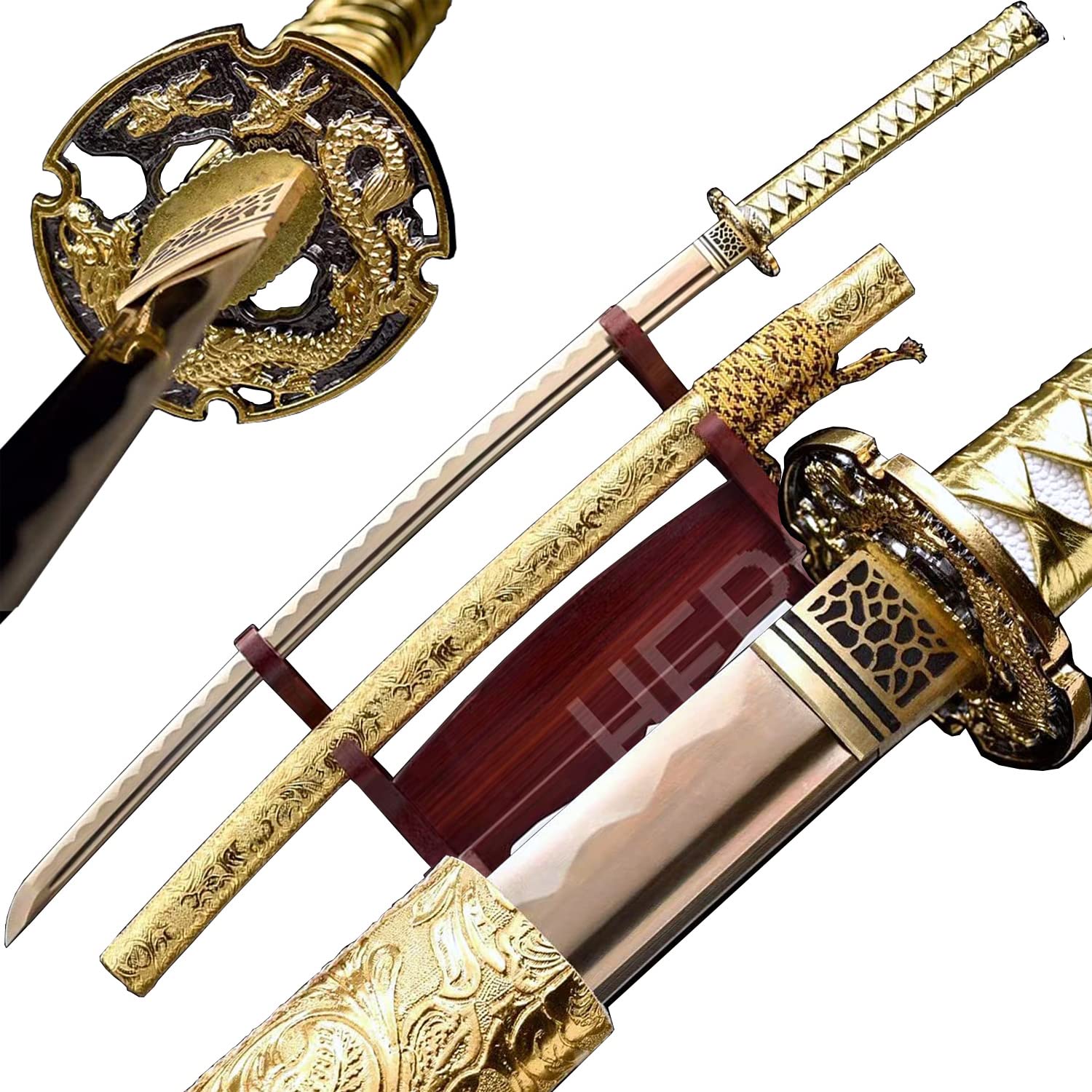 Handmade Authentic 1095 High Carbon Steel Japanese Samurai Sword Full Tang Real Sharp Dragon Katana Cool Sword Combat Ready