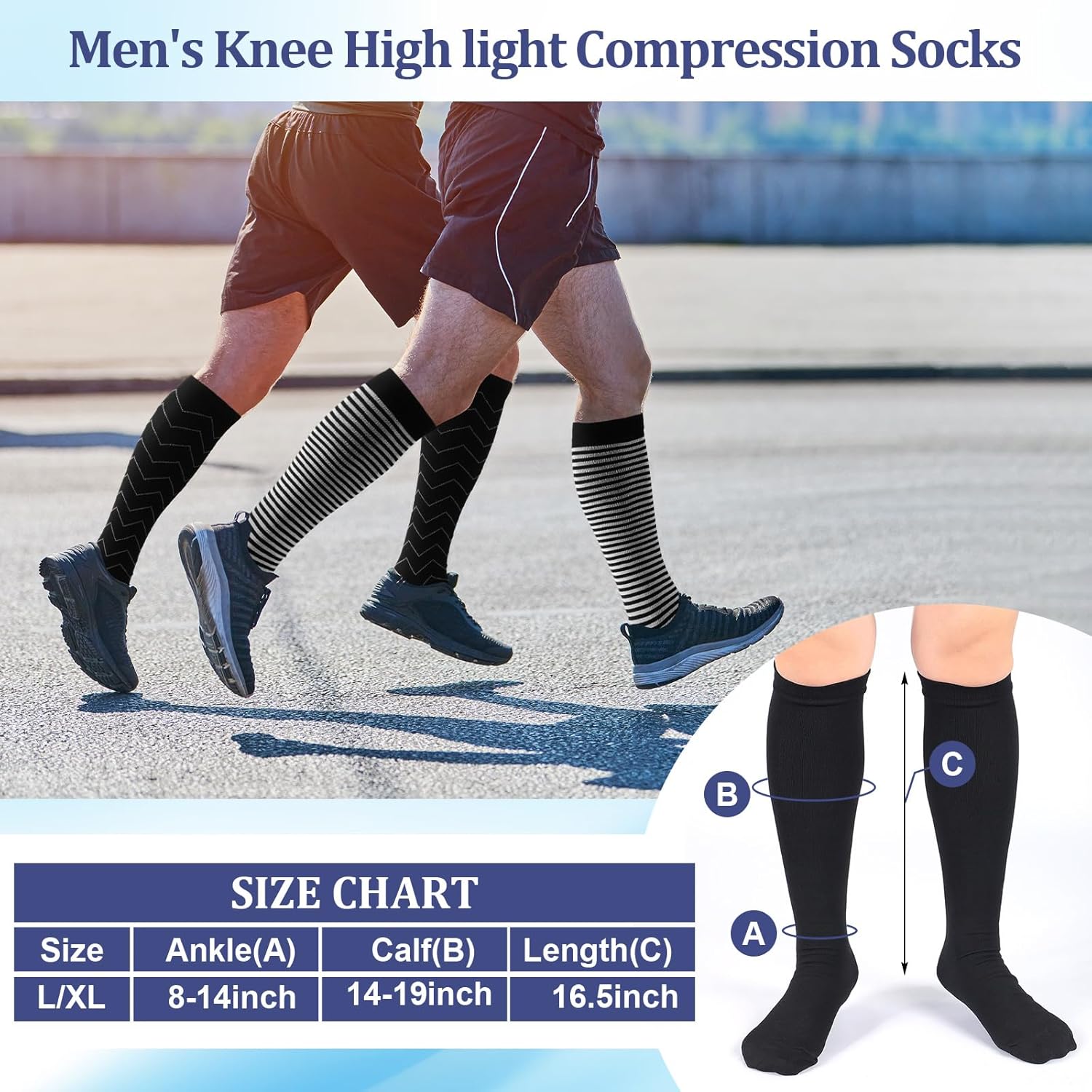 12 Pairs Men Dress Compression Socks Men's Knee Long Light Socks 8-15 mmHg Graduated Support Father's Day Gift - Image 3