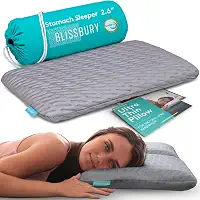 Travesseiro BLISSBURY para dormir de bruços – Travesseiro fino de espuma viscoelástica para quem dorme de bruços | Travesseiro ultrafino para dormir | Travesseiros planos, finos, para dormir de bruços