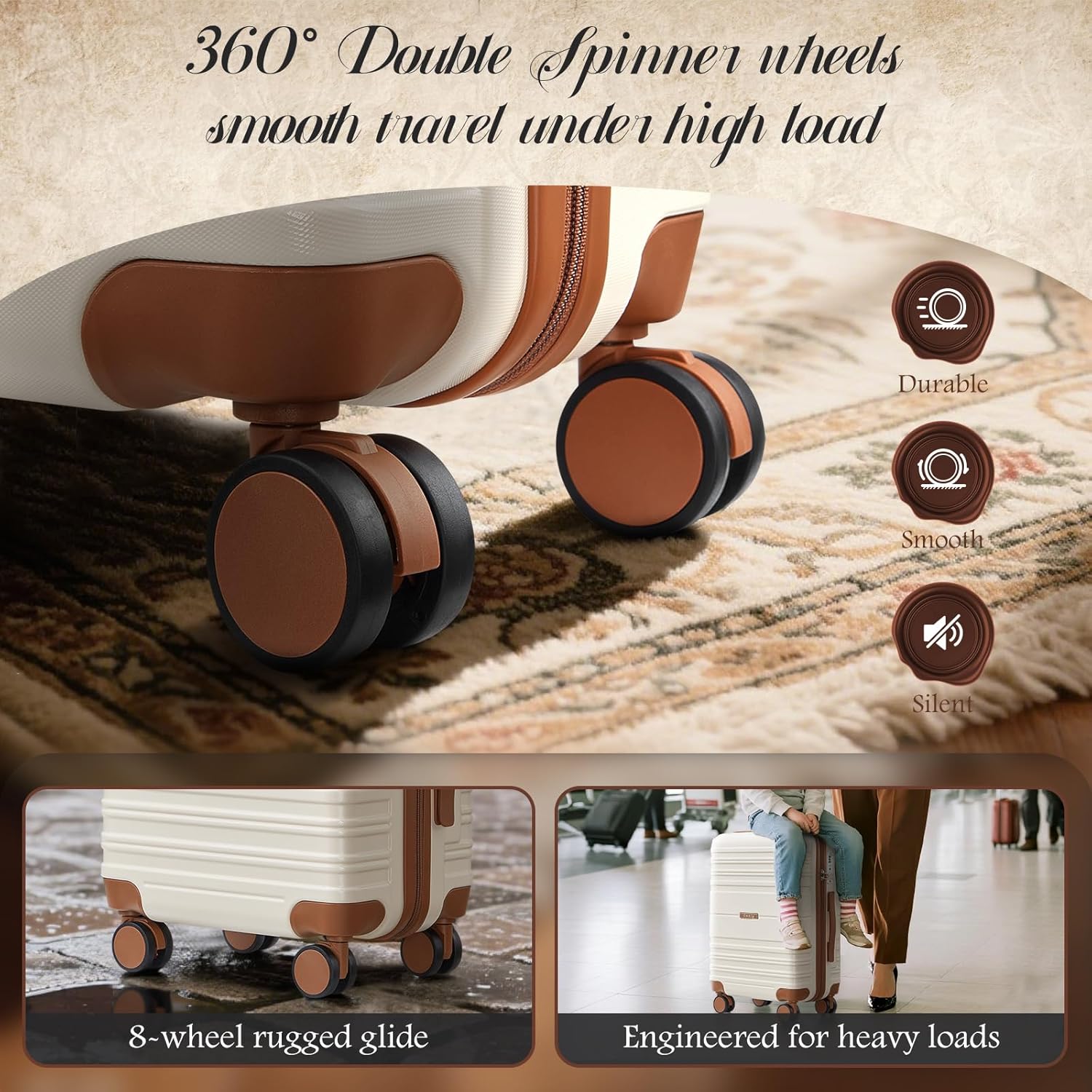 Luggage Sets with spinner wheels, PC+ABS Hard Shell Travel Luggage,Lightweight Carry-on suitcases with TSA Lock,YKK Zippers (Black, 5 piece sets(20/24/28/DB/TB)) - Image 3