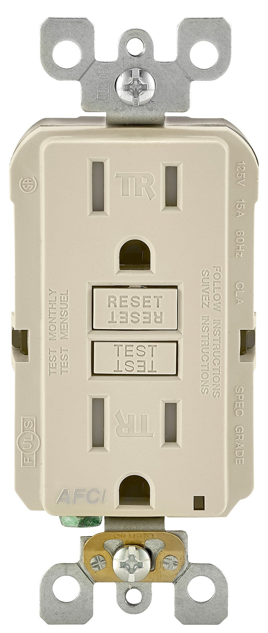 Leviton R06-AFTR1-0KT 15 Amp Almond AFCI Receptacle