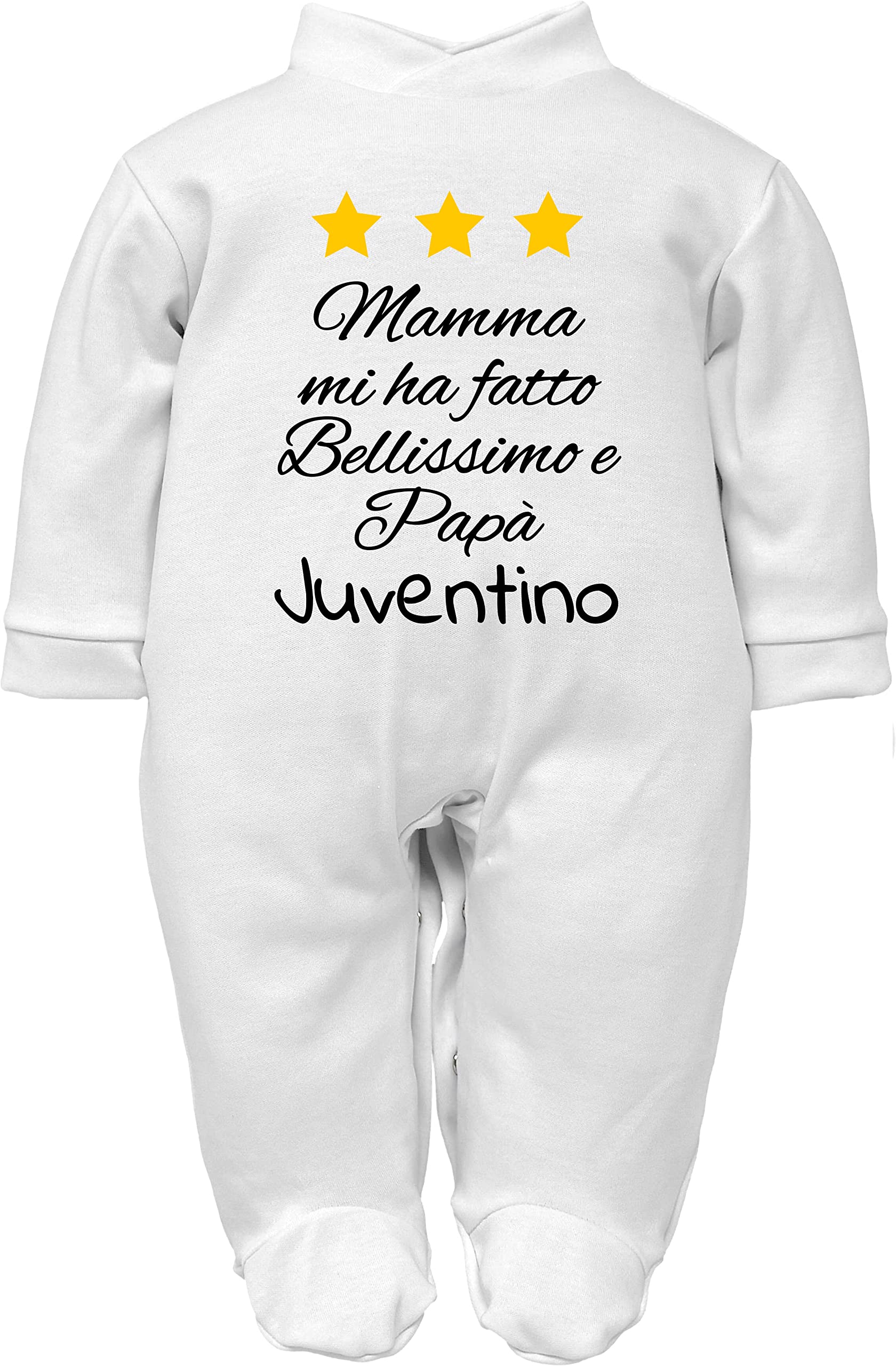 body e tutine neonato e neonata con frase "Mamma mi ha fatto bellissimo/a e papà Juventino/a con set corredino con bavetta e cappello