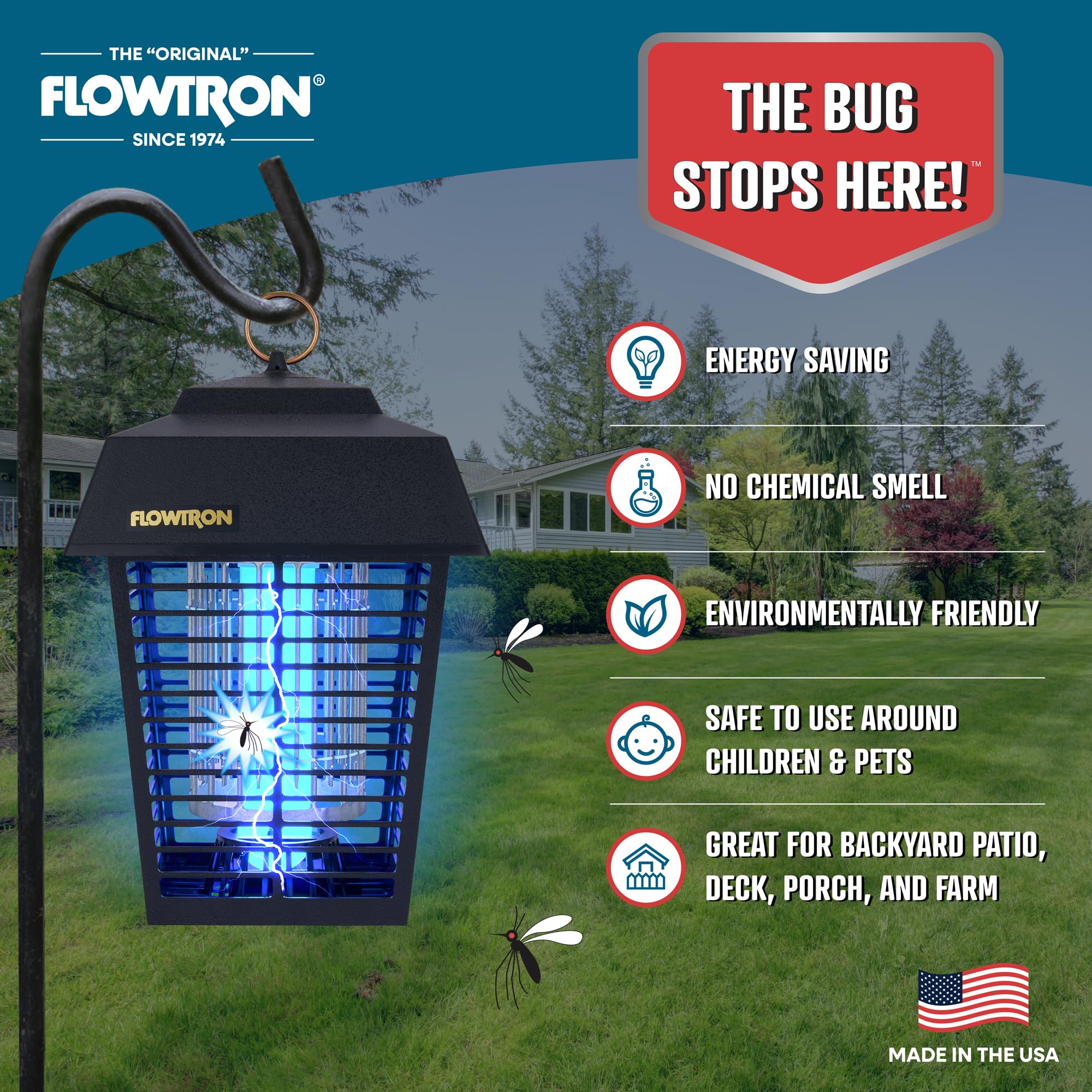 Flowtron Electric Bug Zapper 1/2 Acre Outdoor Insect Control with Dual