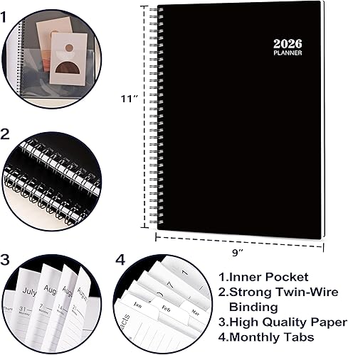 Miniatura 6 de Agenda 2024-2025, semanal y mensual 2024-2025, 9 x 11 pulgadas, agenda 2024-2025 de julio de 2024 a junio de 2025, bolsillo interior, papel premium,
