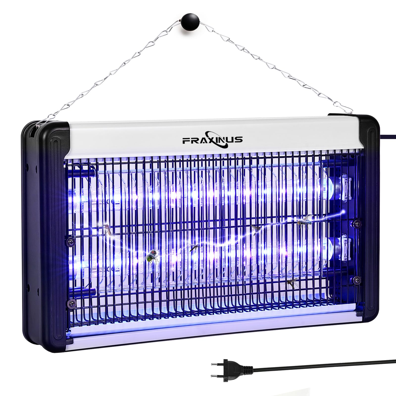 FRAXINUS Lampada Antizanzare da Interno, Acchiappa Mosche Elettrico, Zanzariera Elettrica, Anti Insetti con 2 * 6.5W Lampade LED, Ammazza Zanzare Cattura Uccidi Trappola per Mosche.