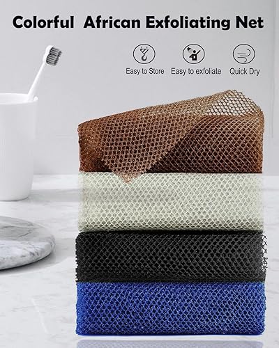 Miniatura 2 de 4 esponjas de red exfoliante africana, esponja de baño de 33 pulgadas de largo, red de limpieza corporal para la espalda y la piel, uso diario