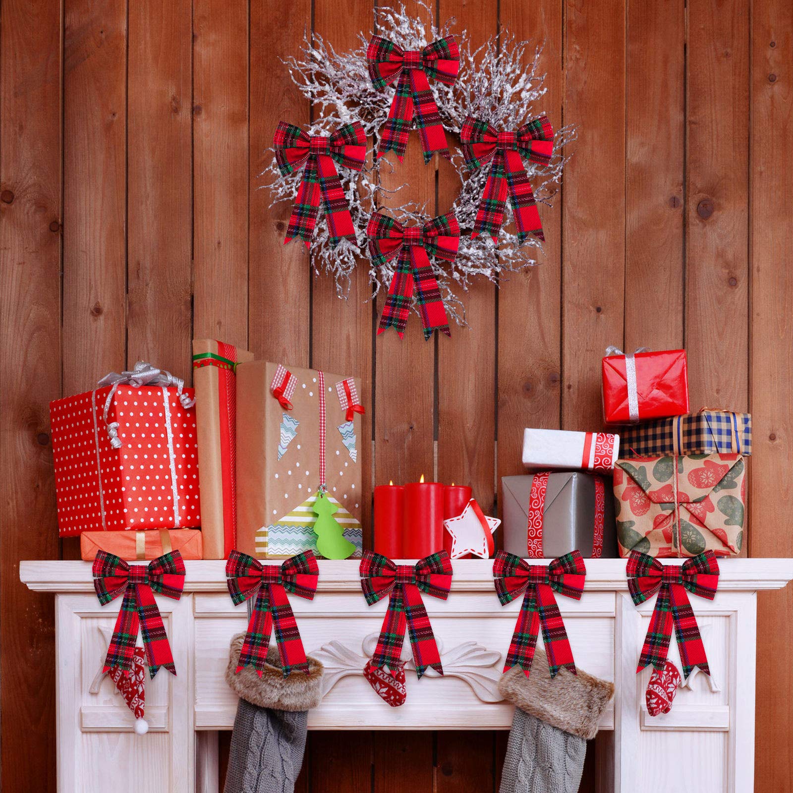 12 wijnrode fluwelen strikken voor kerstkransen, vintage stijl, decoratie, fluwelen linten voor kerstboom en ornamenten
