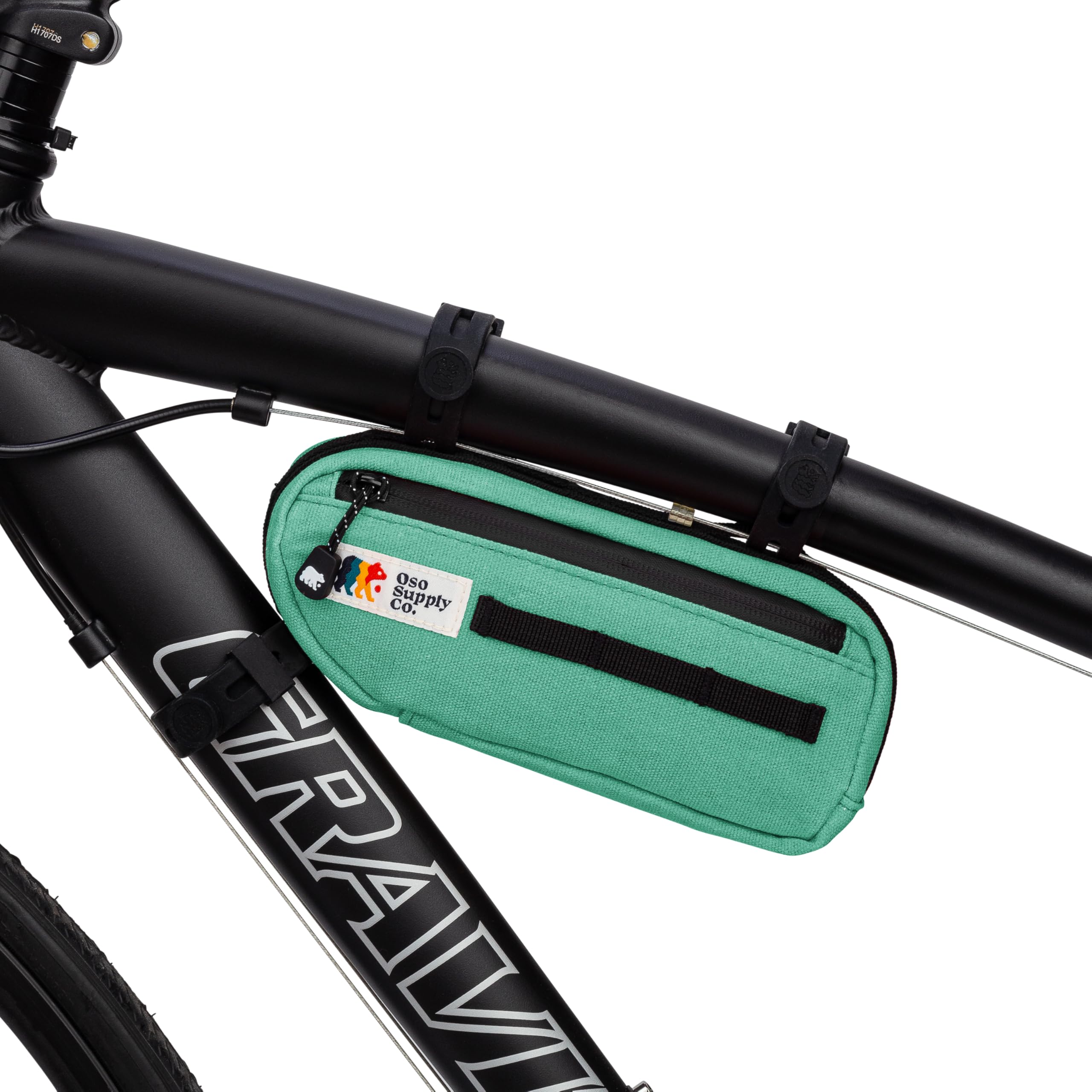 Oso Supply Co Waxed Canvas Frame Bag – Waterproof Zippers, Dual Storage Compartments, Adjustable Straps – Fits All Frame Sizes, Perfect for Cycling, Commuting, and Adventure Rides (Turquoise) — image 1