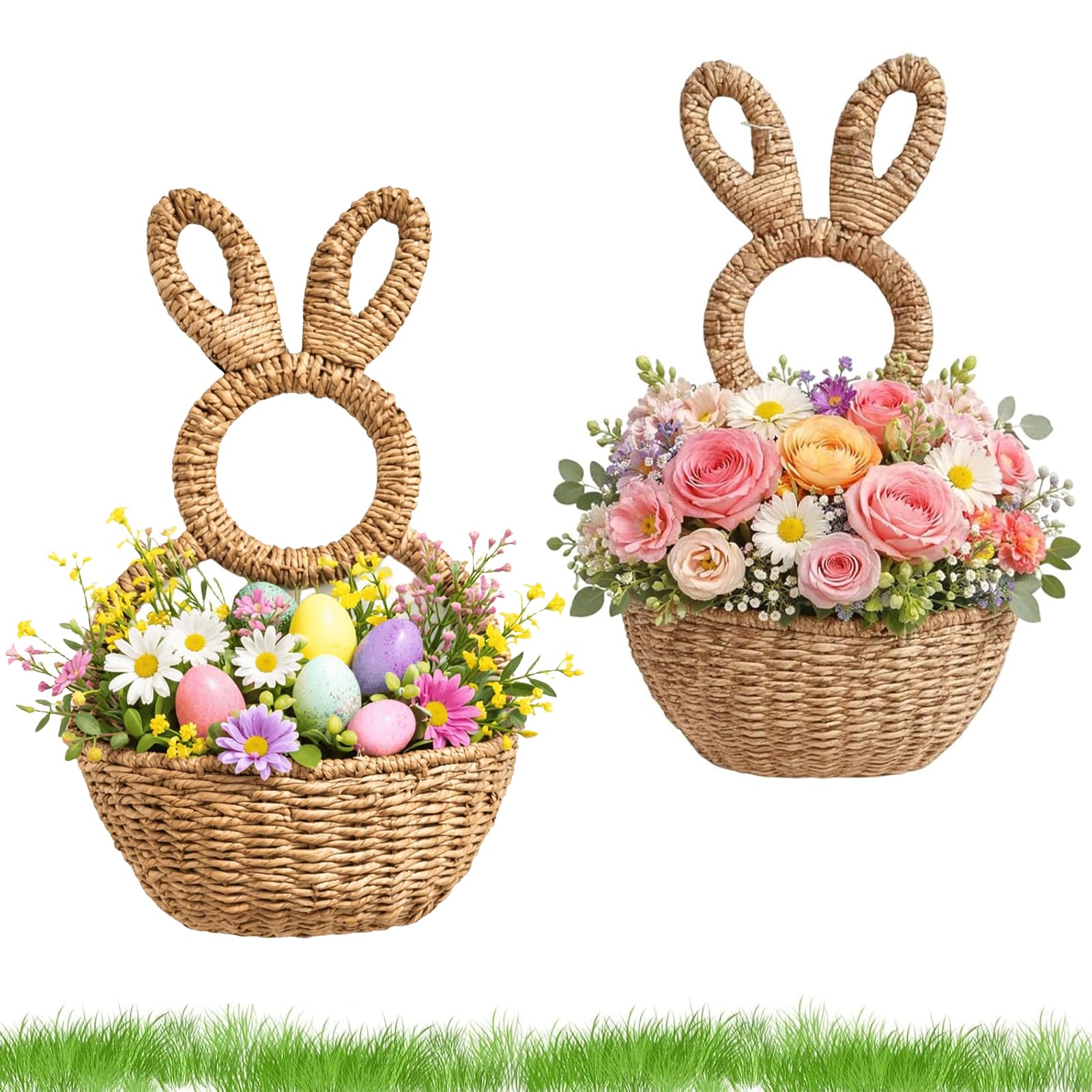 Panier mural en osier de lapin de Pâques pour embellir votre porche ce printemps