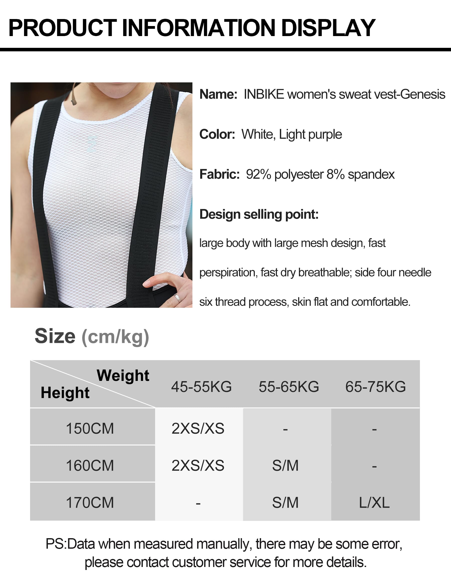 INBIKE Camiseta Deportiva sin Mangas para Mujer Entrenamiento Fitness Ciclismo Yoga Gimnasio Transpirable Tejido de poliéster de Secado rápido Ligero Verano JX001