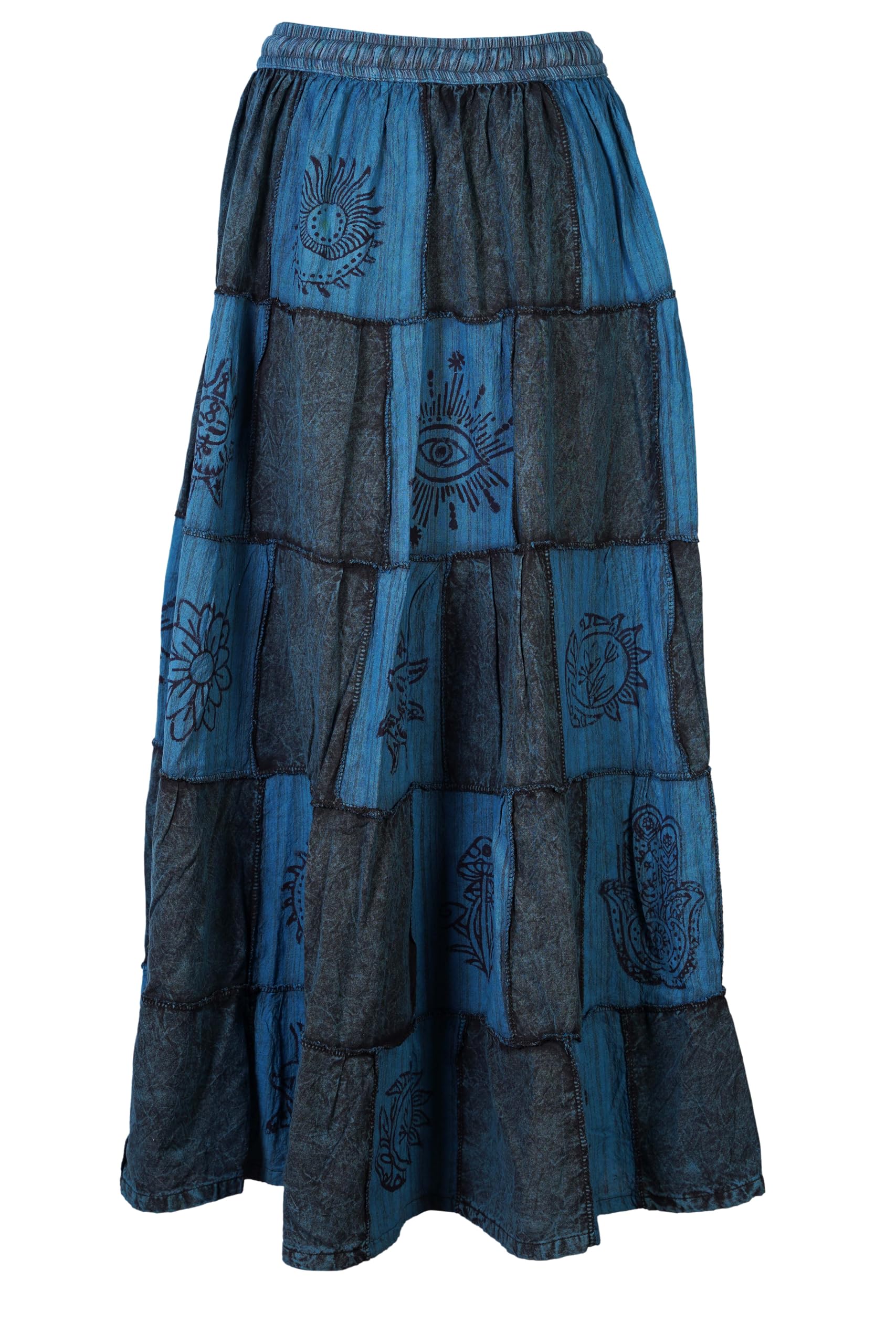 Ezhippie Langer Damenrock, Bohemian-Stil, Baumwolle, Patchwork, Hippie, Festival, , langer Rock