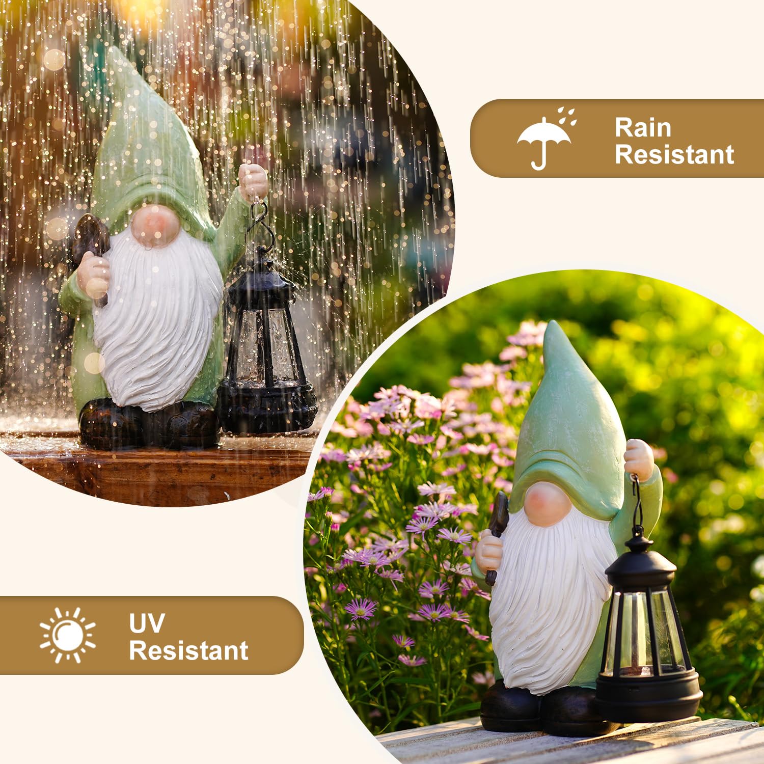 Nain de jardin amusant avec lanterne, statue de nain de jardin solaire, décoration de jardin étanche, cadeau pour terrasse, pelouse, cour, 25 cm de haut