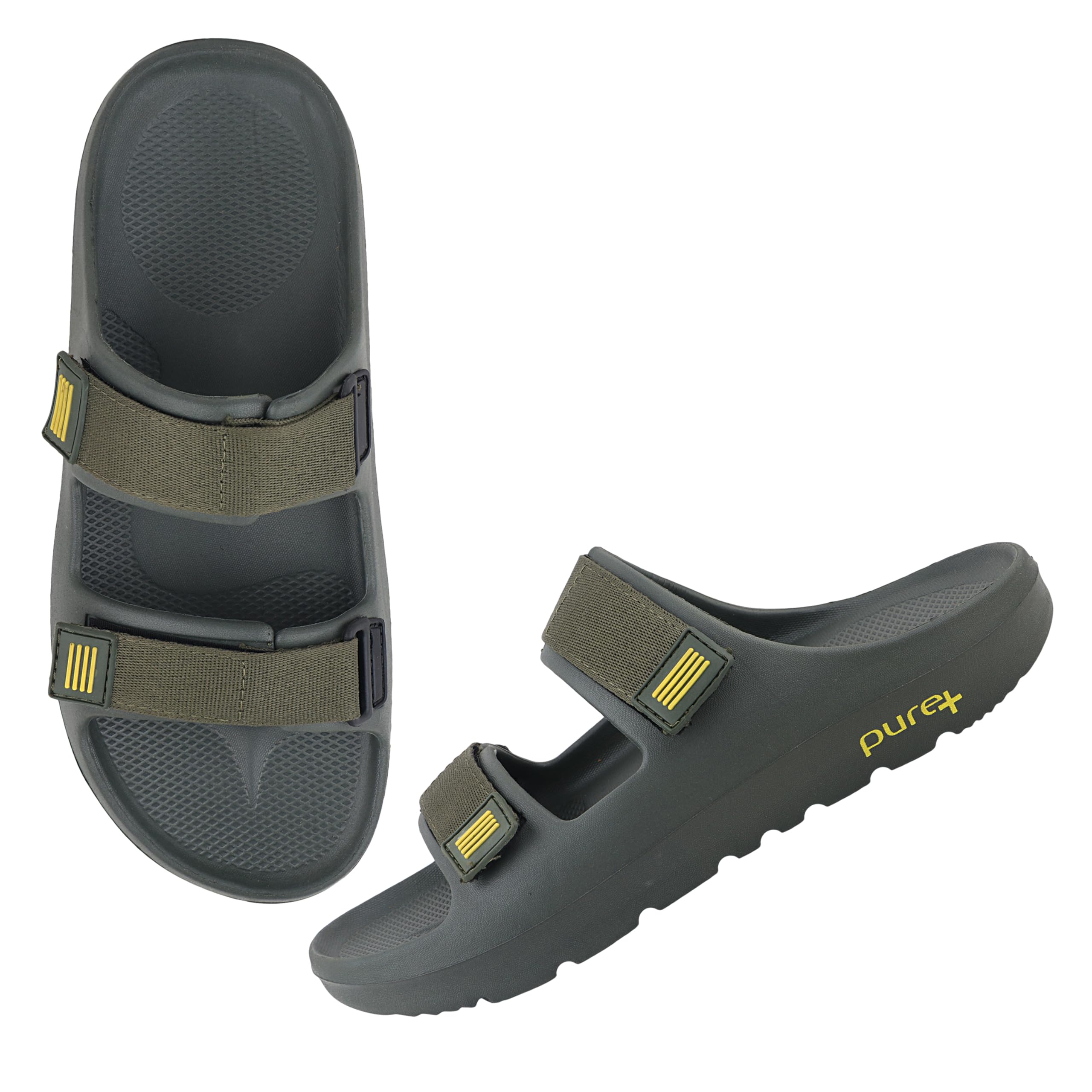 Pure-54 Men's Sliders Lightweight Stylish Anti-Skid Arch Support Durable Dailywear Slipper by Welcome