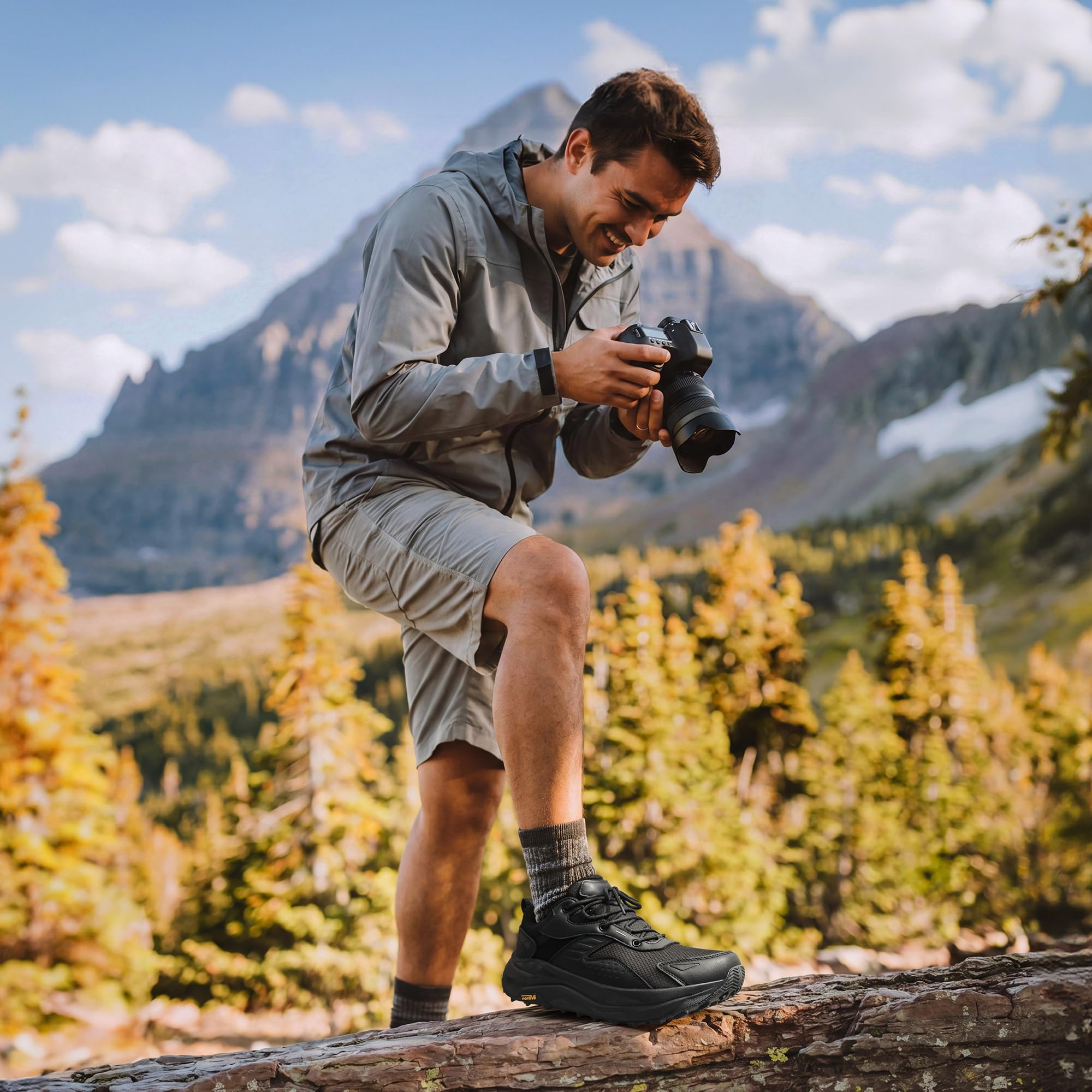 NORTIV 8 Męskie buty trekkingowe z szerokim noskiem, wodoszczelne, do chodzenia, na zewnątrz, trekking, kemping, wspinaczkę, codzienne, modne trampki