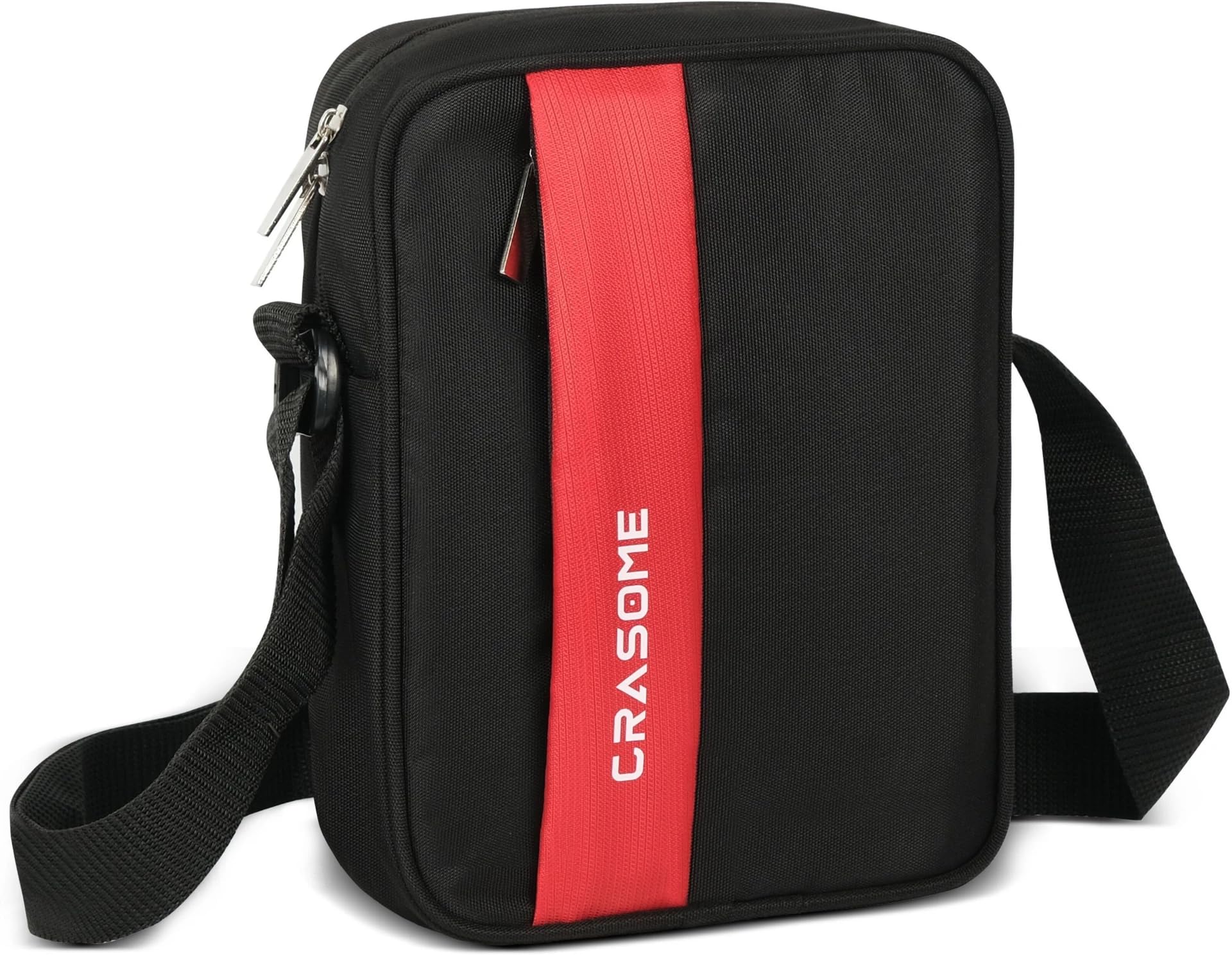 Sling Bag for Man | Stylish Crossbody Bags for Men | Compact Office & Travel Side Bag | Adjustable Strap | 3 Zipper Compartments | Travel & Daily Use Crossbody Bag (CSB5-Black-Red)-image-44