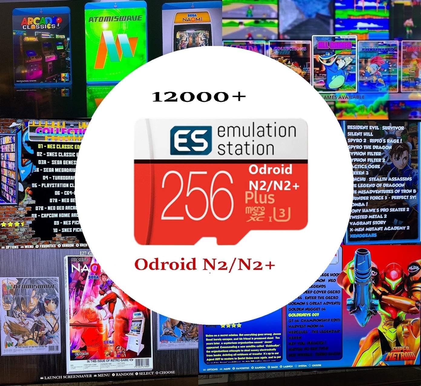 TAPDRA Micro SD Card 256GB, for your Odroid N2 N2 +, Video Previws Ora RetroArena v.3.1.13 Emulation Station ES 12,000+ Games