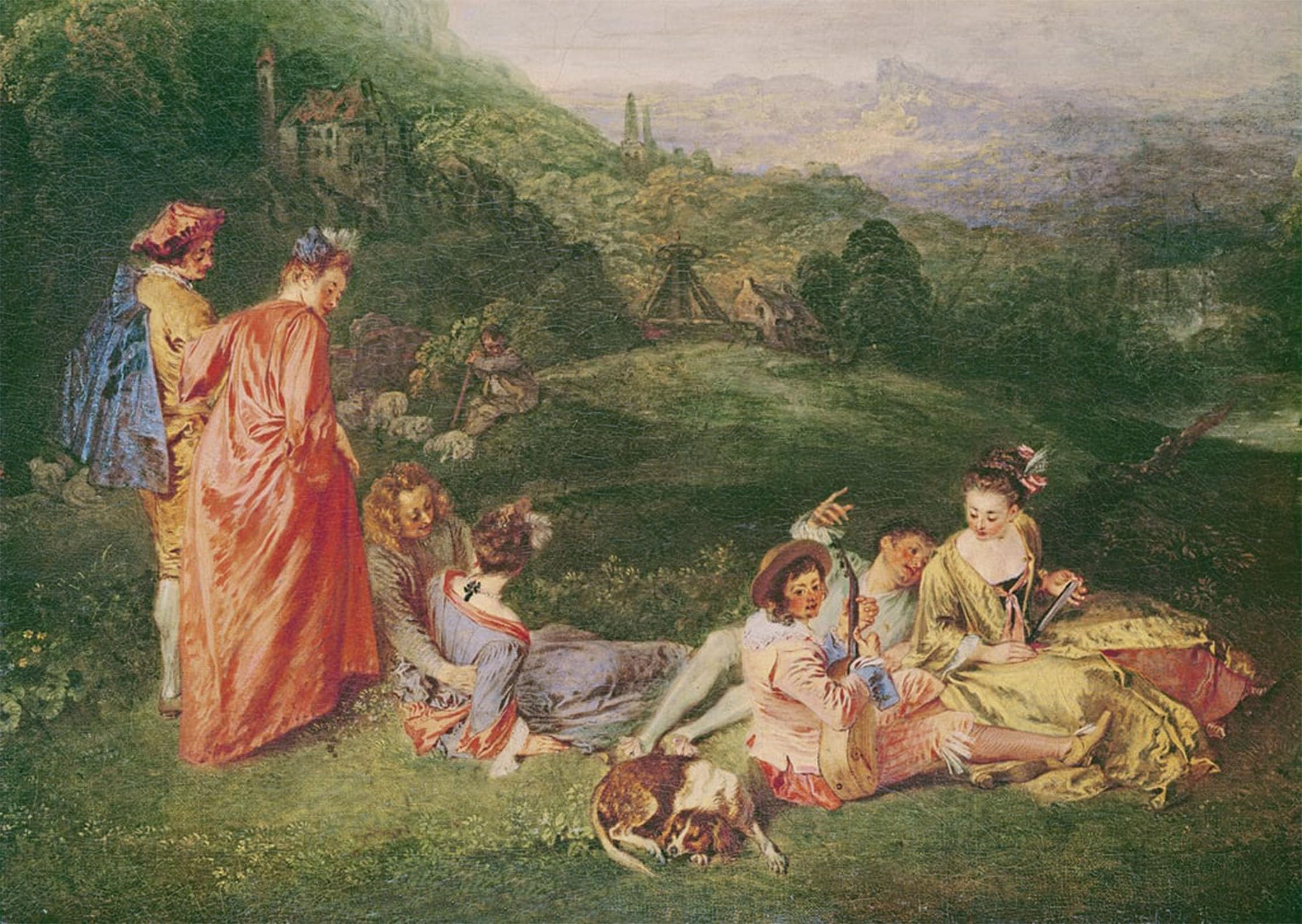 SERENDIPITP Vintage Picture Print on Canvas Wall Art Poster Peaceful Love by Jean Antoine Watteau Artwork Print Poster for Wall Decor 60x90cm