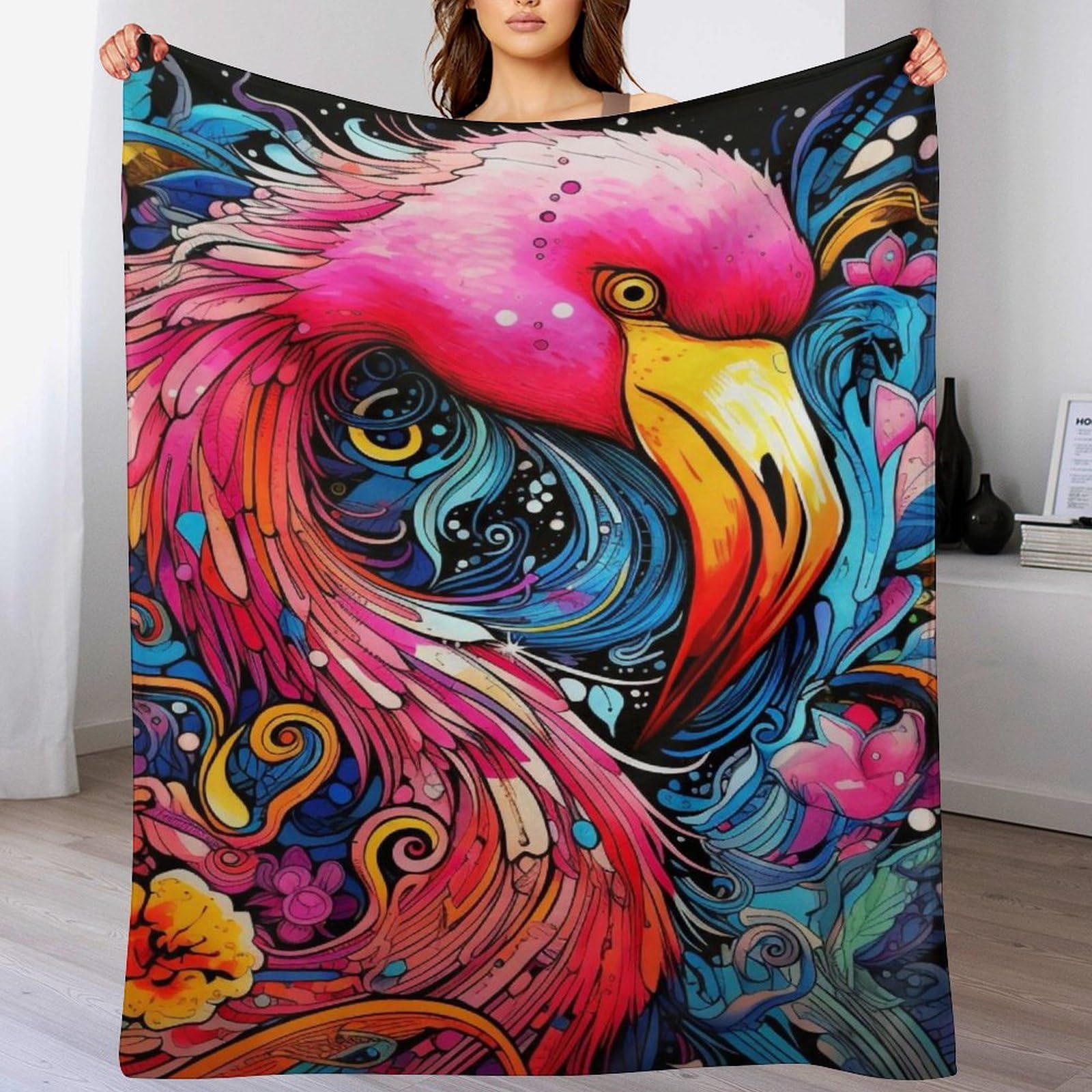 Couverture flamant rose plaid lit canapé doux 130x150cm