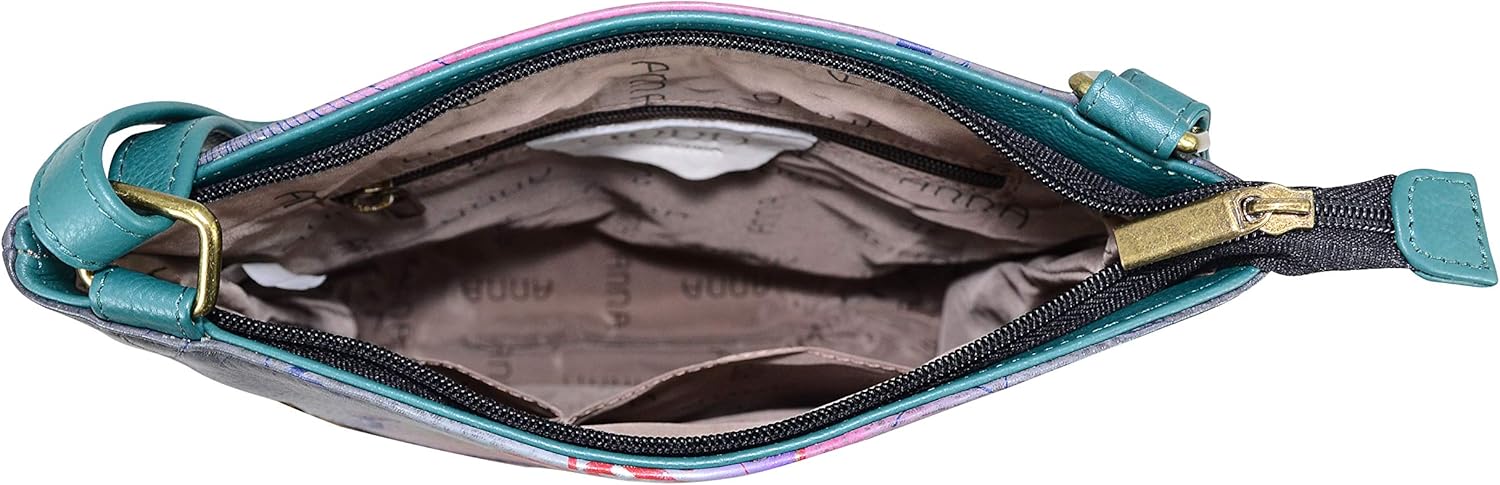 Anna by Anuschka Women's Hand-Painted Genuine Leather Slim Cross Shoulder Bag