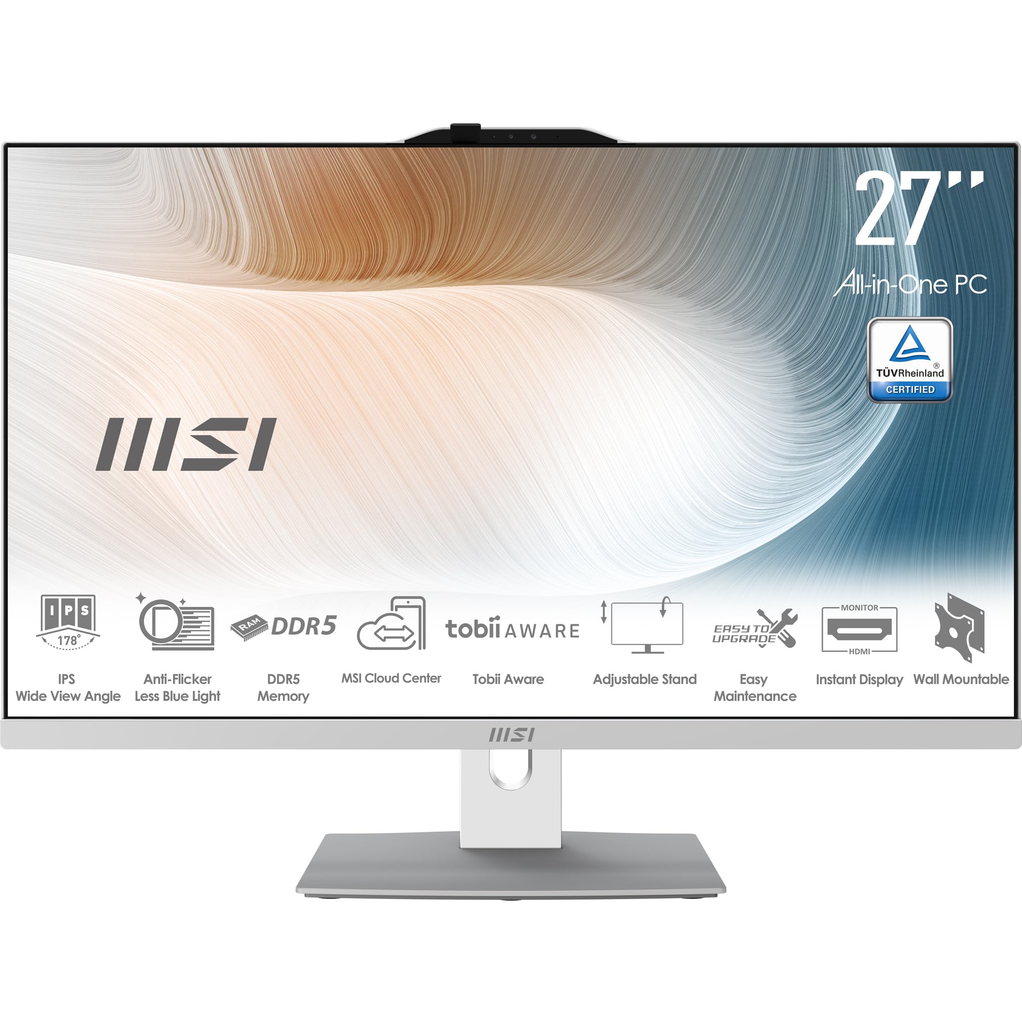 MSI Modern AM272P 1M 846EU All-in-One PC 27" FHD IPS Intel Core 7 150U 16GB DDR5 SSD 1TB NVMe WiFi 6E Windows 11 Pro Bianco