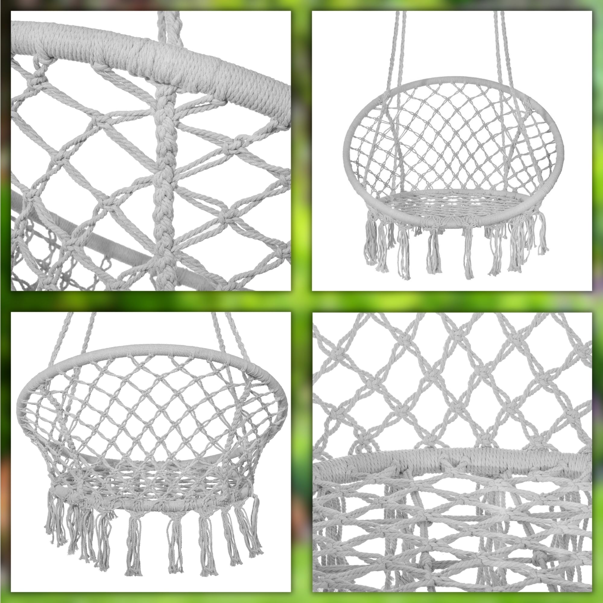 SPRINGOS Altalena sospesa con frange, design macramè