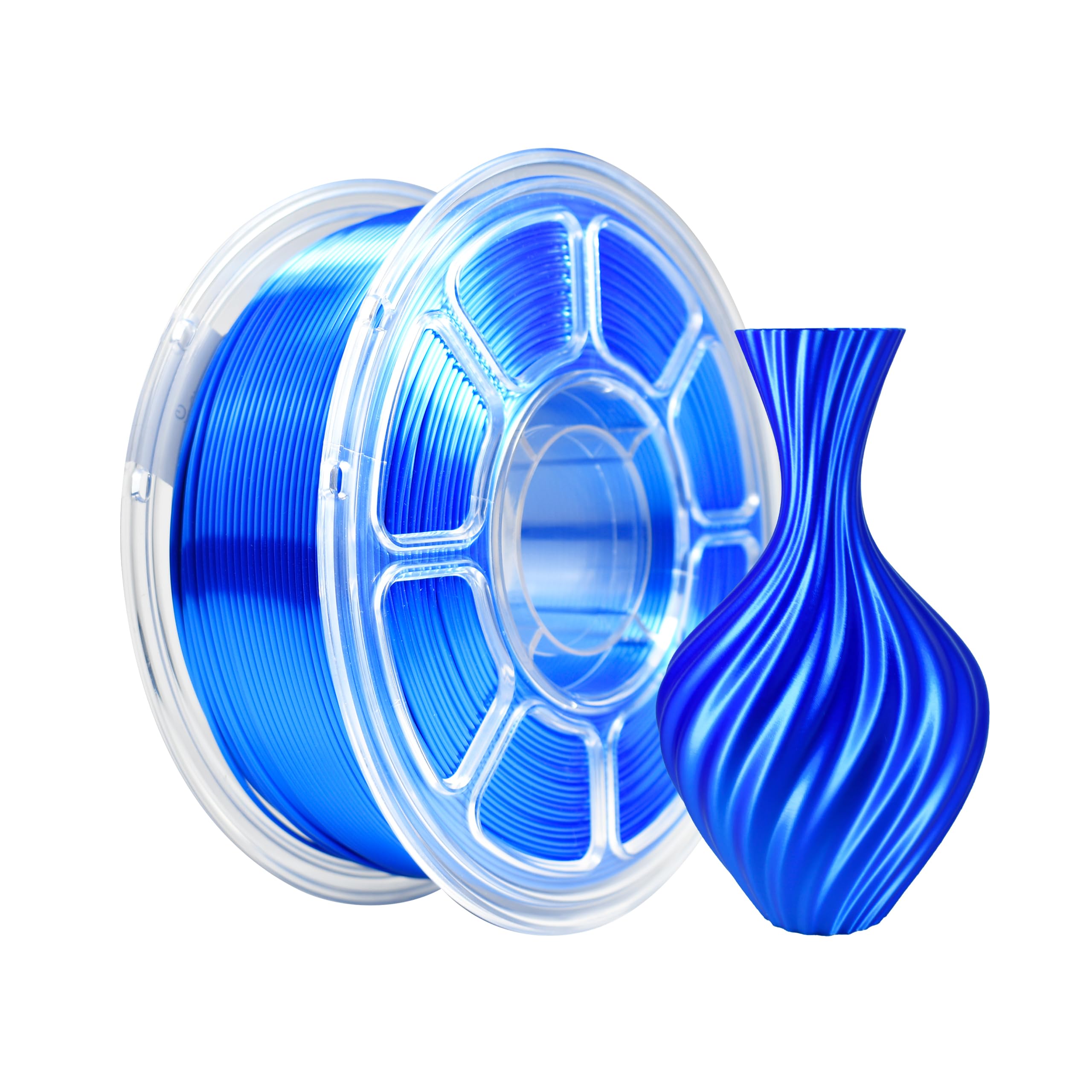 iBOSS Silk PLA Plus Filament 1.75mm Blue 1KG, Shiny Silk 3D Printer Filament Dimensional Accuracy +/- 0.02mm, 1kg Spool(2.2lbs) 3D Printing Filament Fits for Most FDM 3D Printers